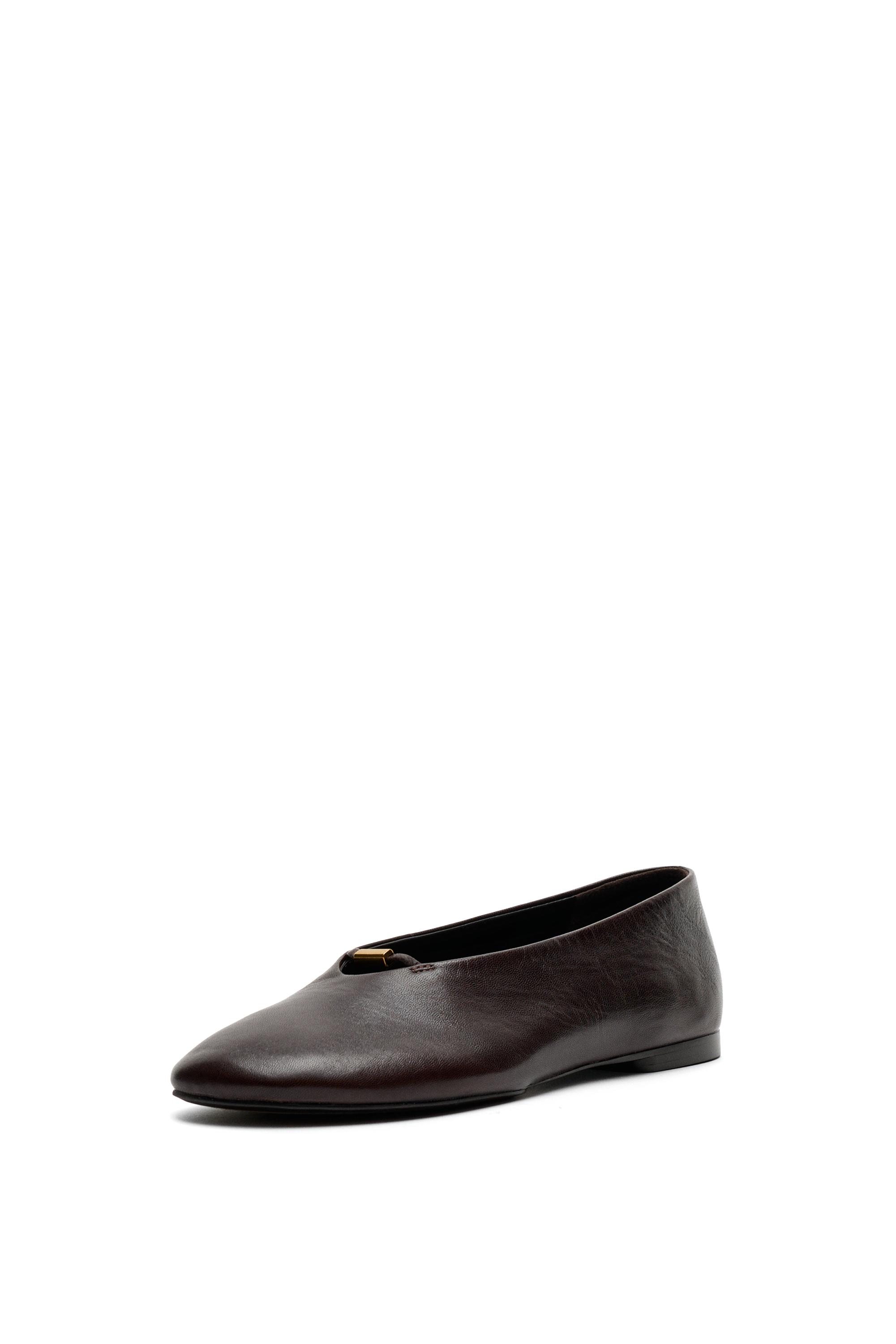 Soft leather flat ballet flats - BROWN