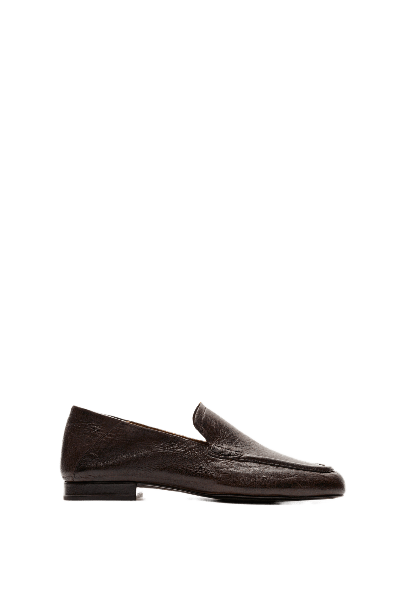 Leather heel loafer - BROWN
