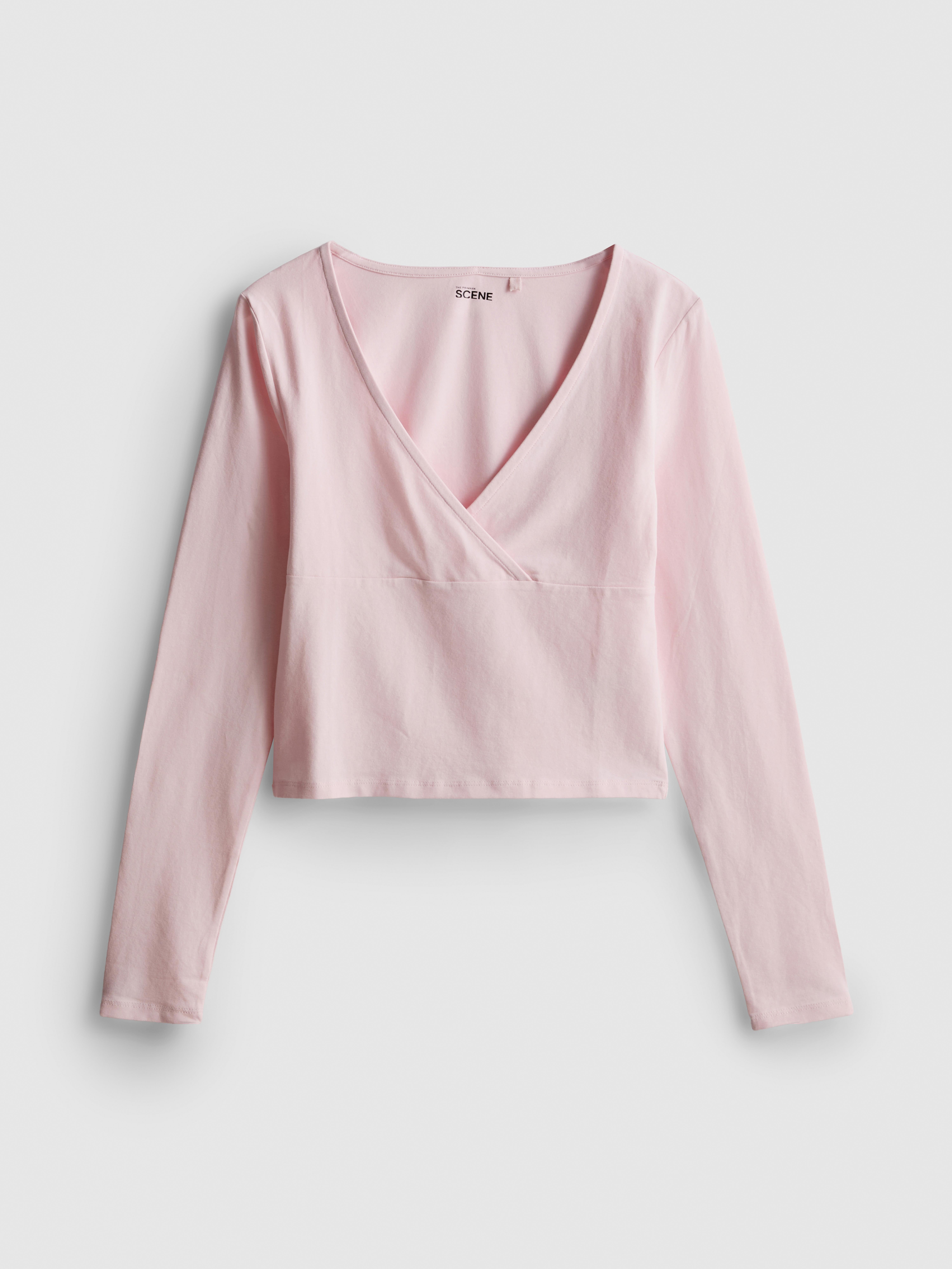 The Primark Scene | Cotton-Rich Long-Sleeve Wrap Top - Light Pink