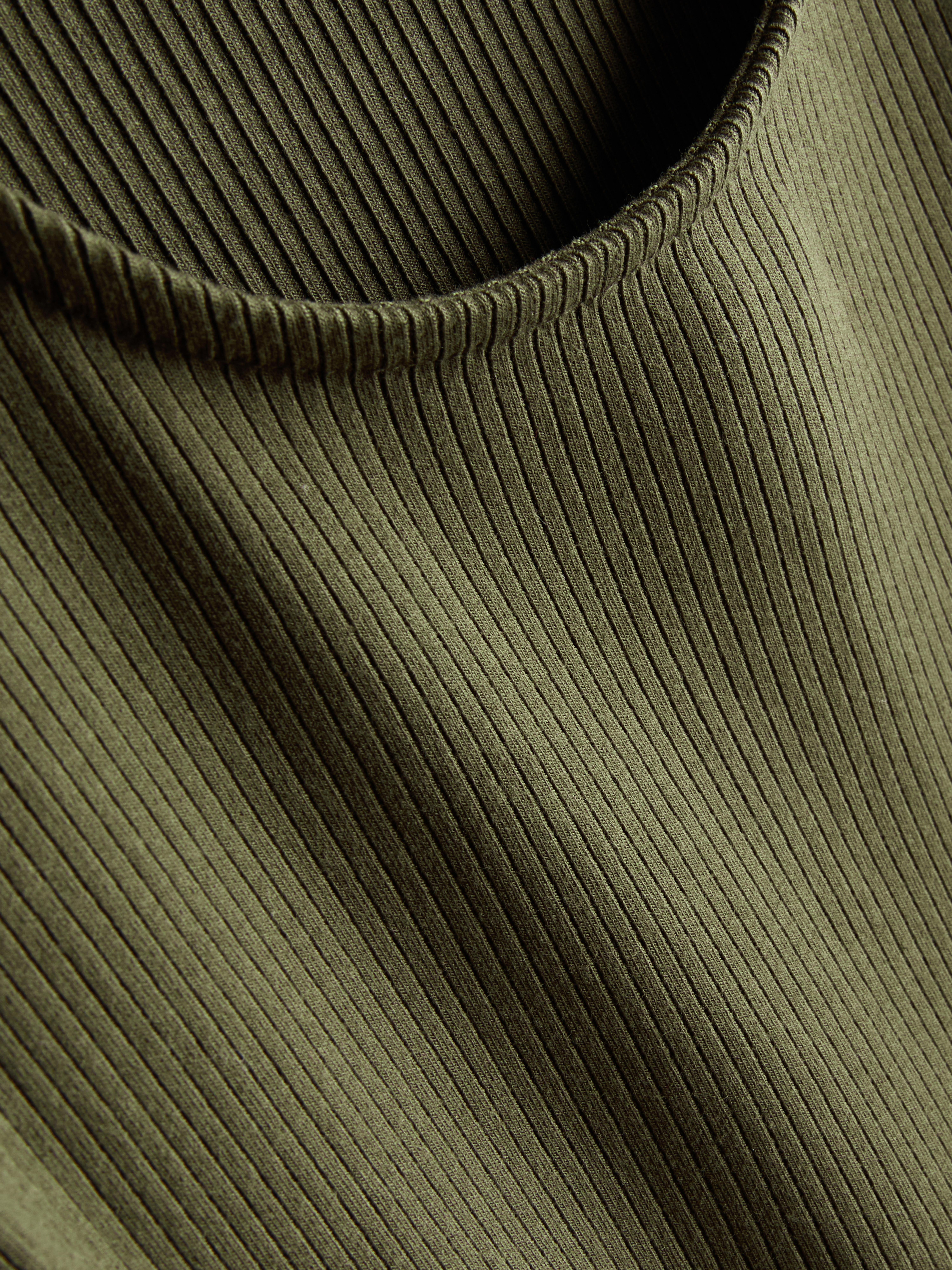 Ribbed A-Line Mini Dress - Olive
