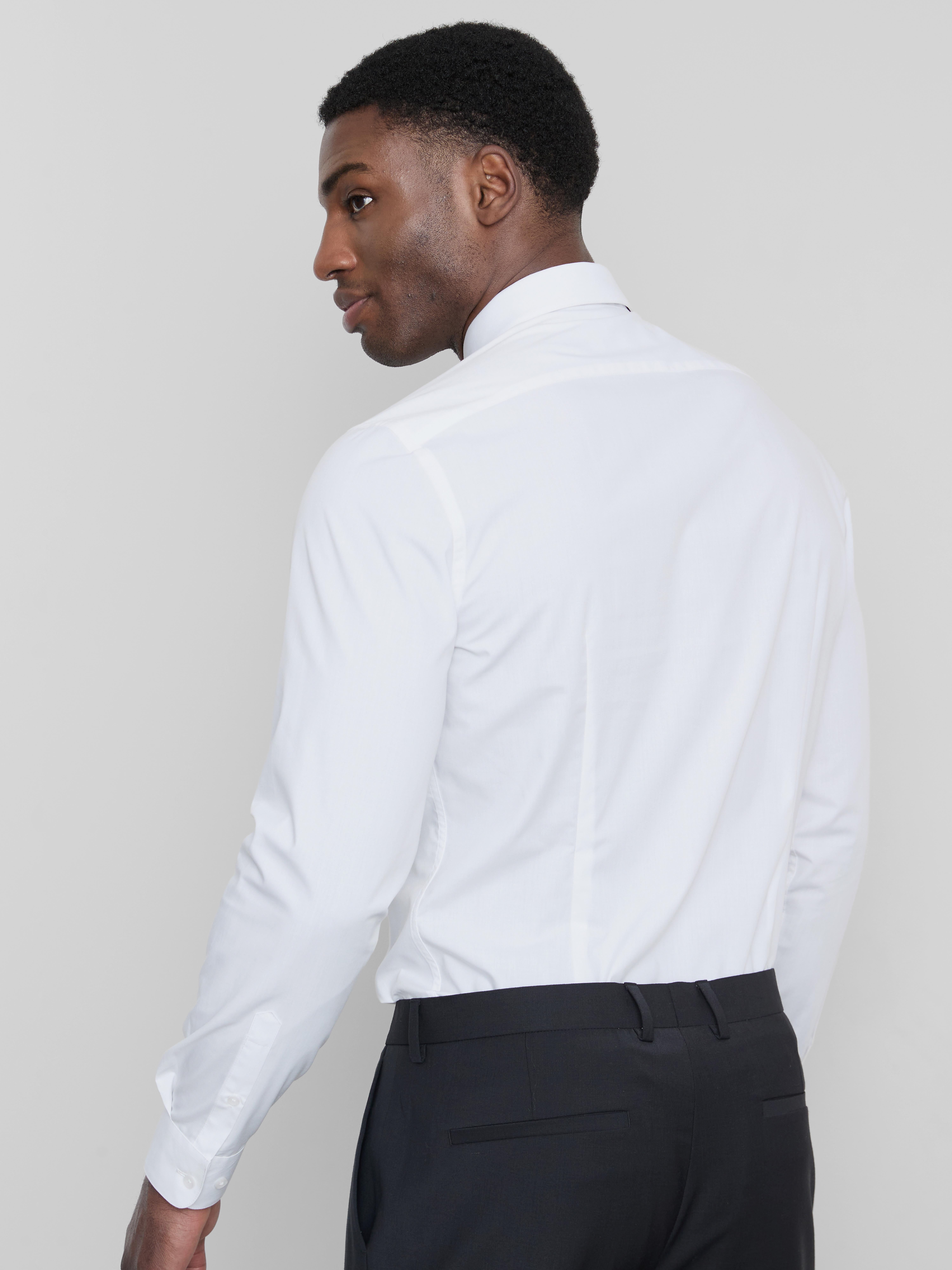Slim Fit Stretch Button-Up Shirt - White