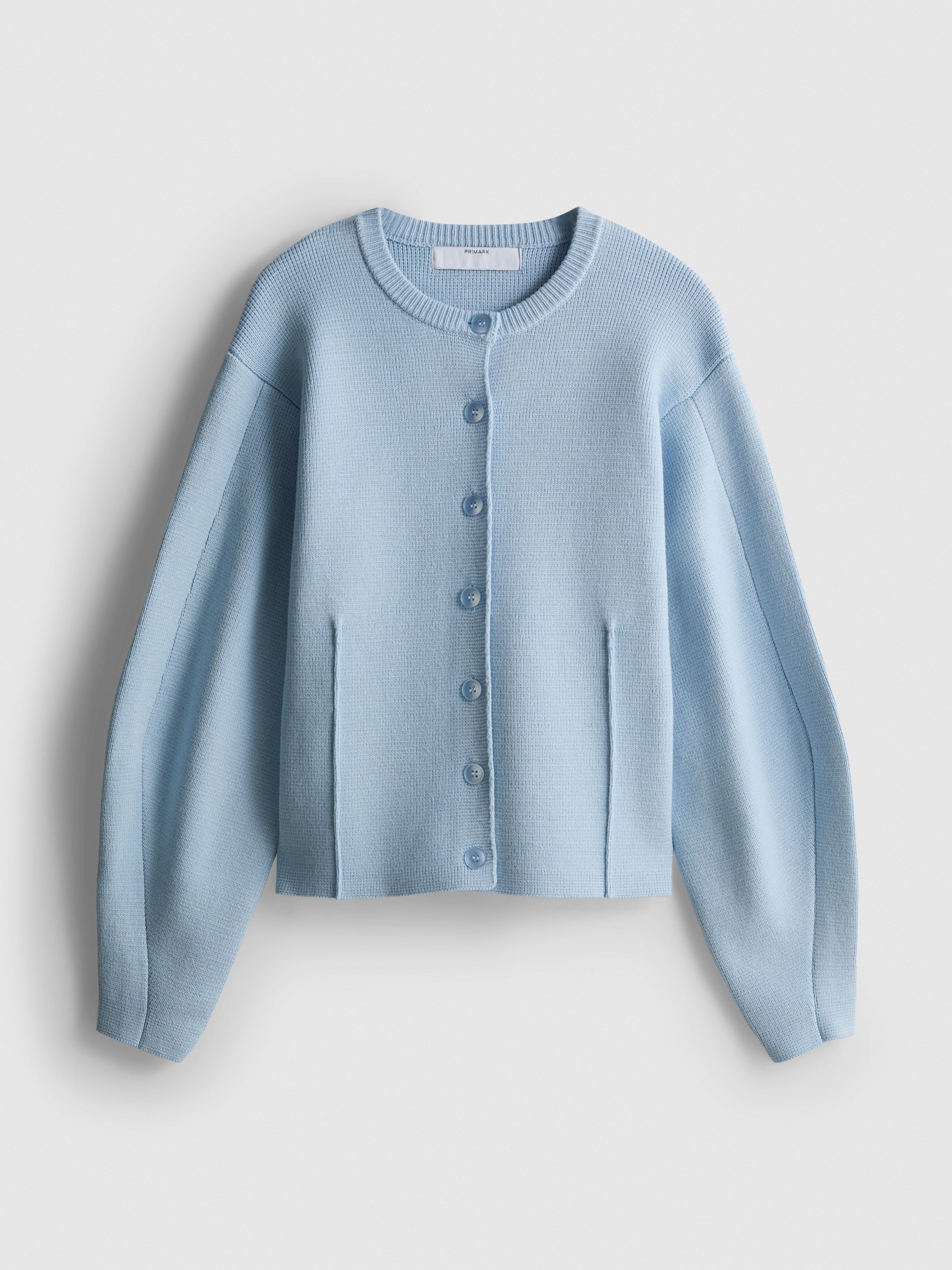 Sculpted Roundneck Cardigan - Light Blue