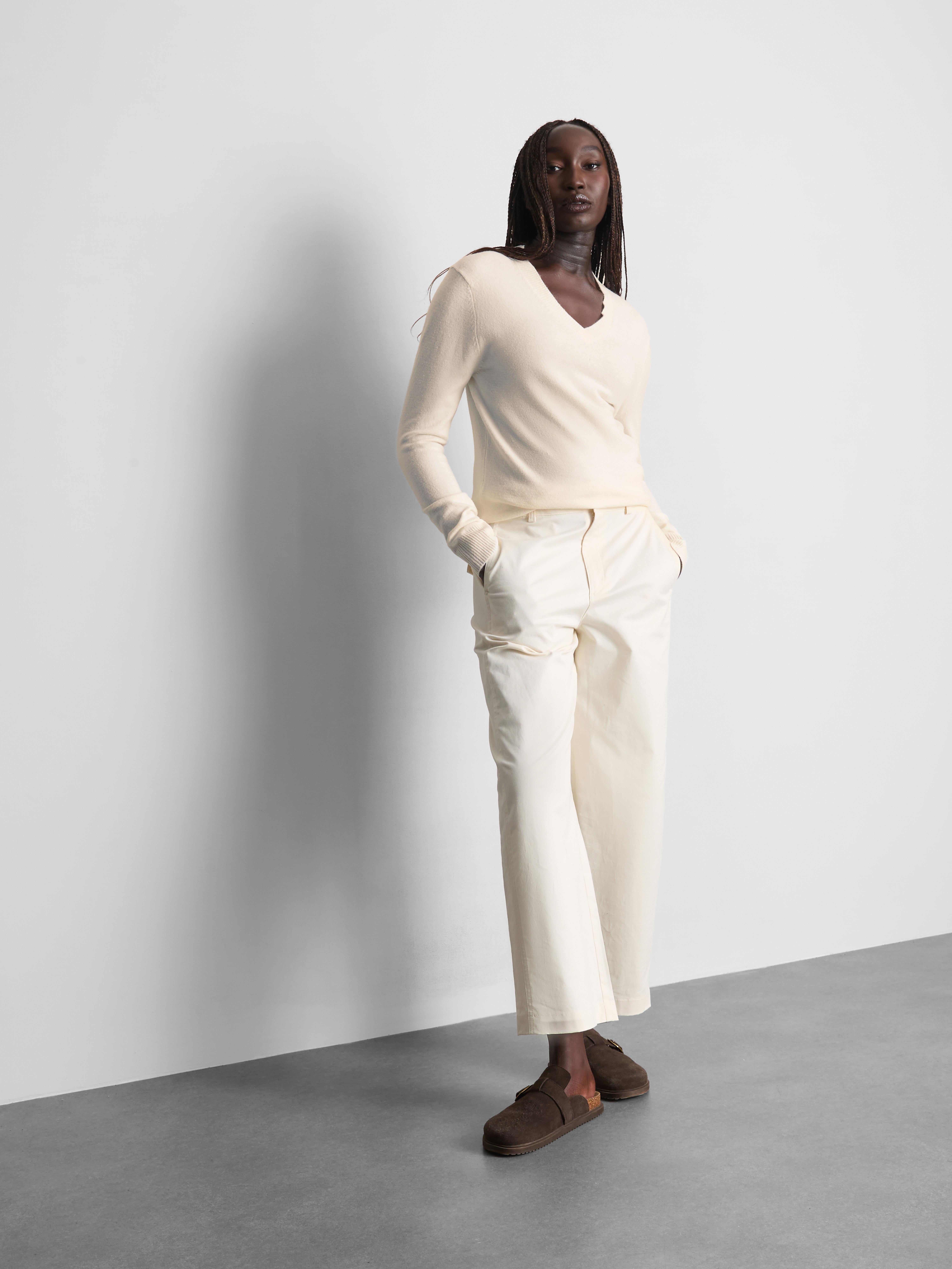 Knitted V-Neck Sweater - Ivory