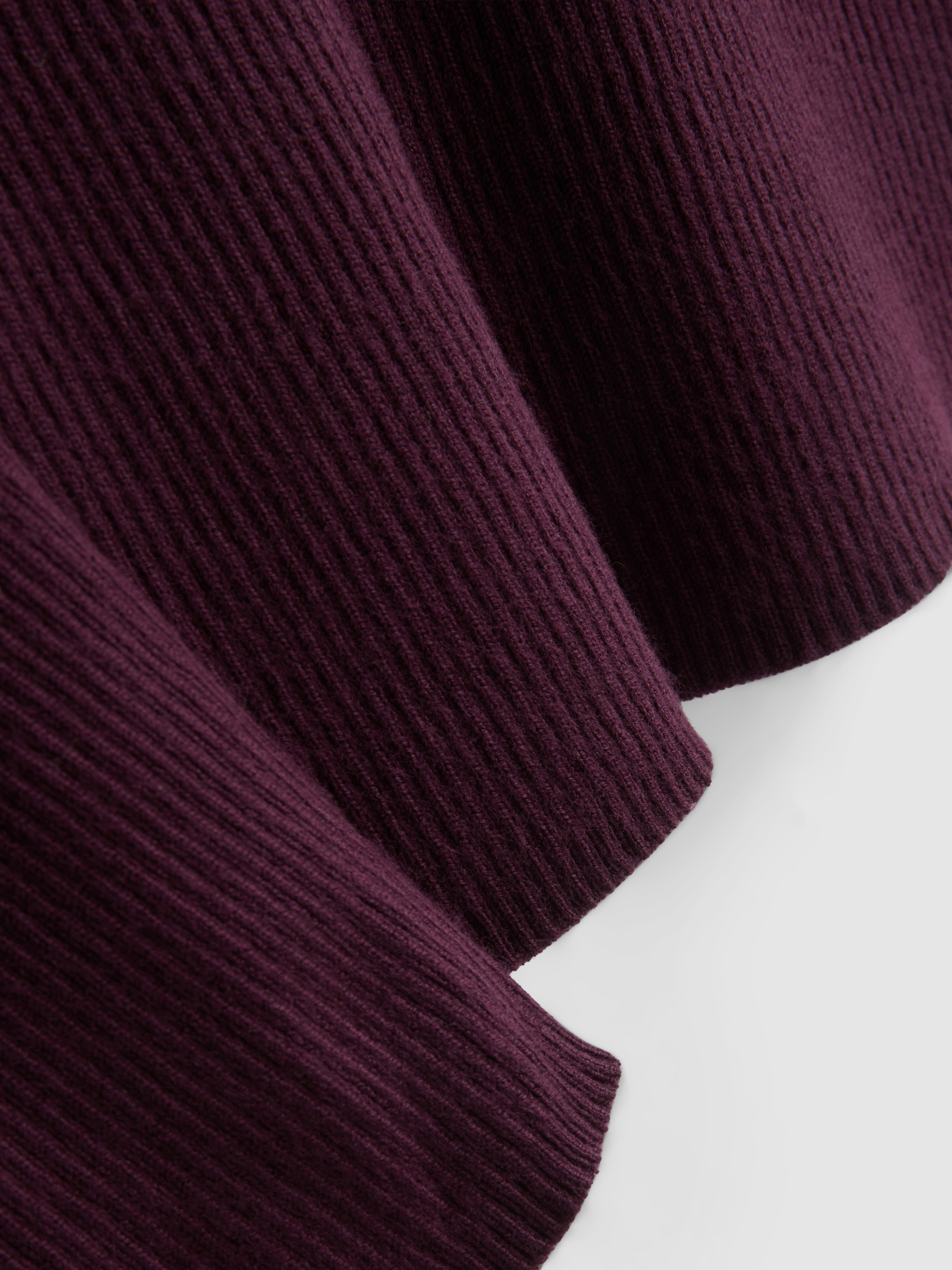 Ribbed Crew Neck Sweater - Dark Purple