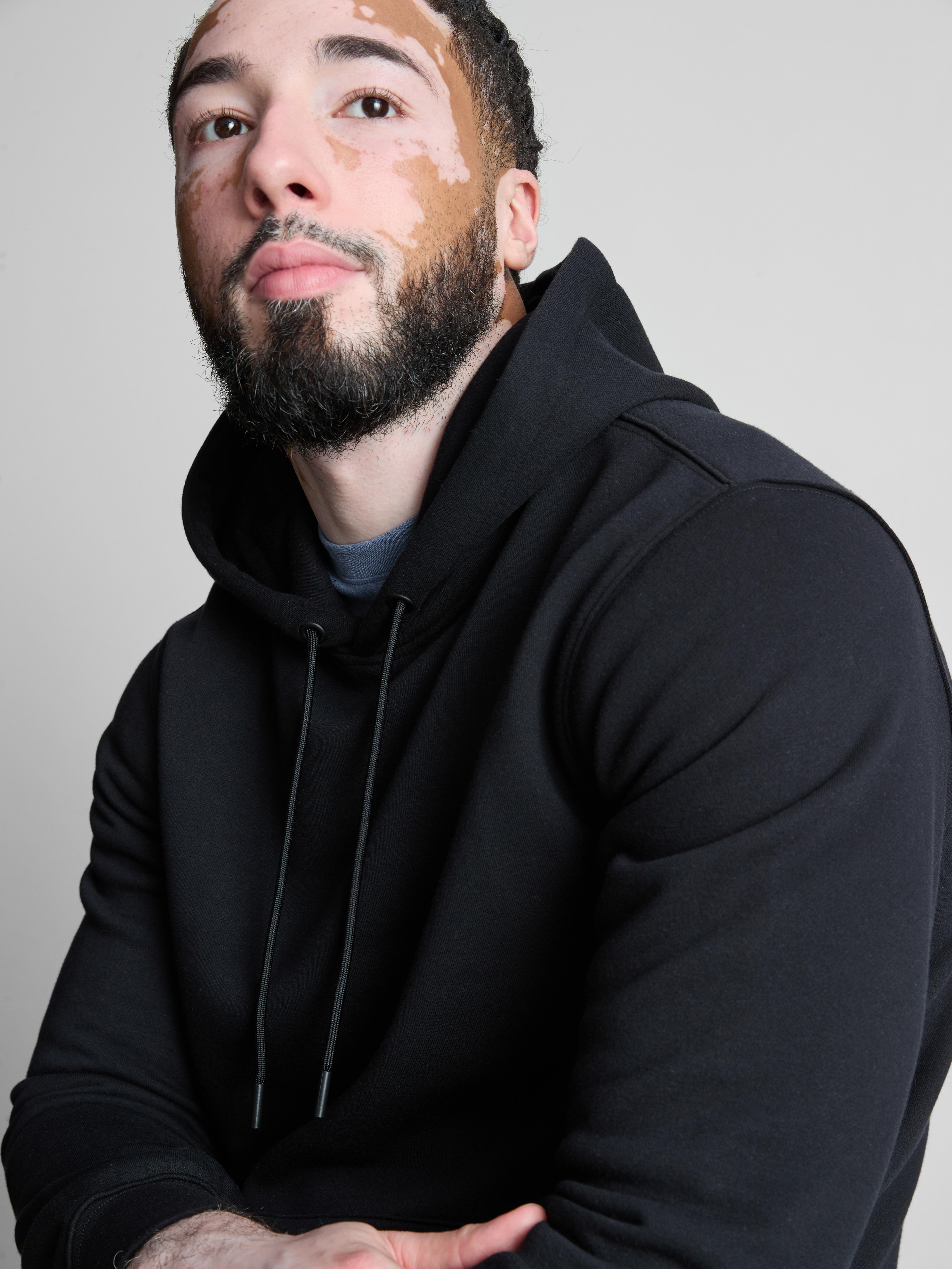 Cotton-Blend Pullover Hoodie - Black