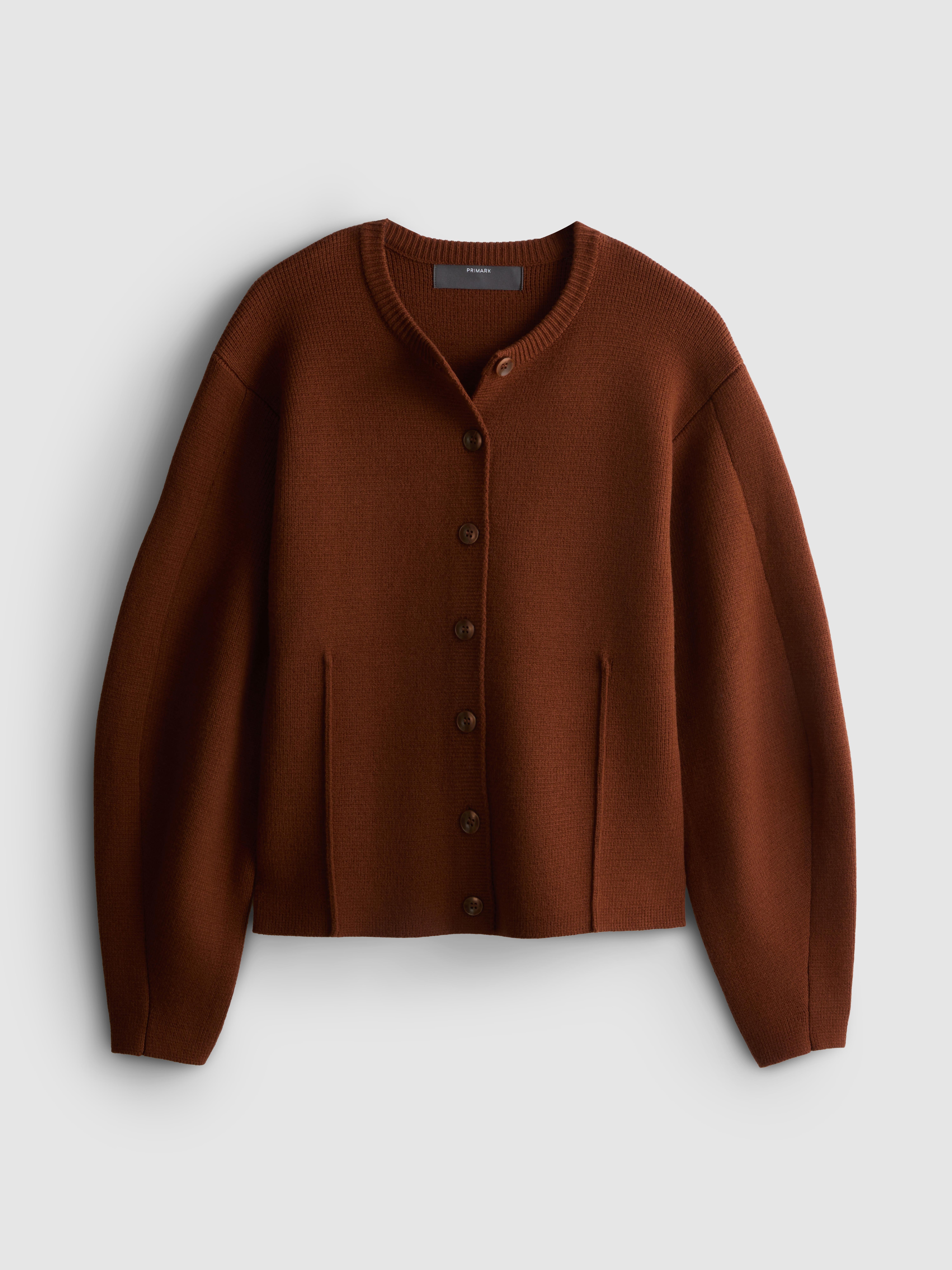 Sculpted Roundneck Cardigan - Dark Orange
