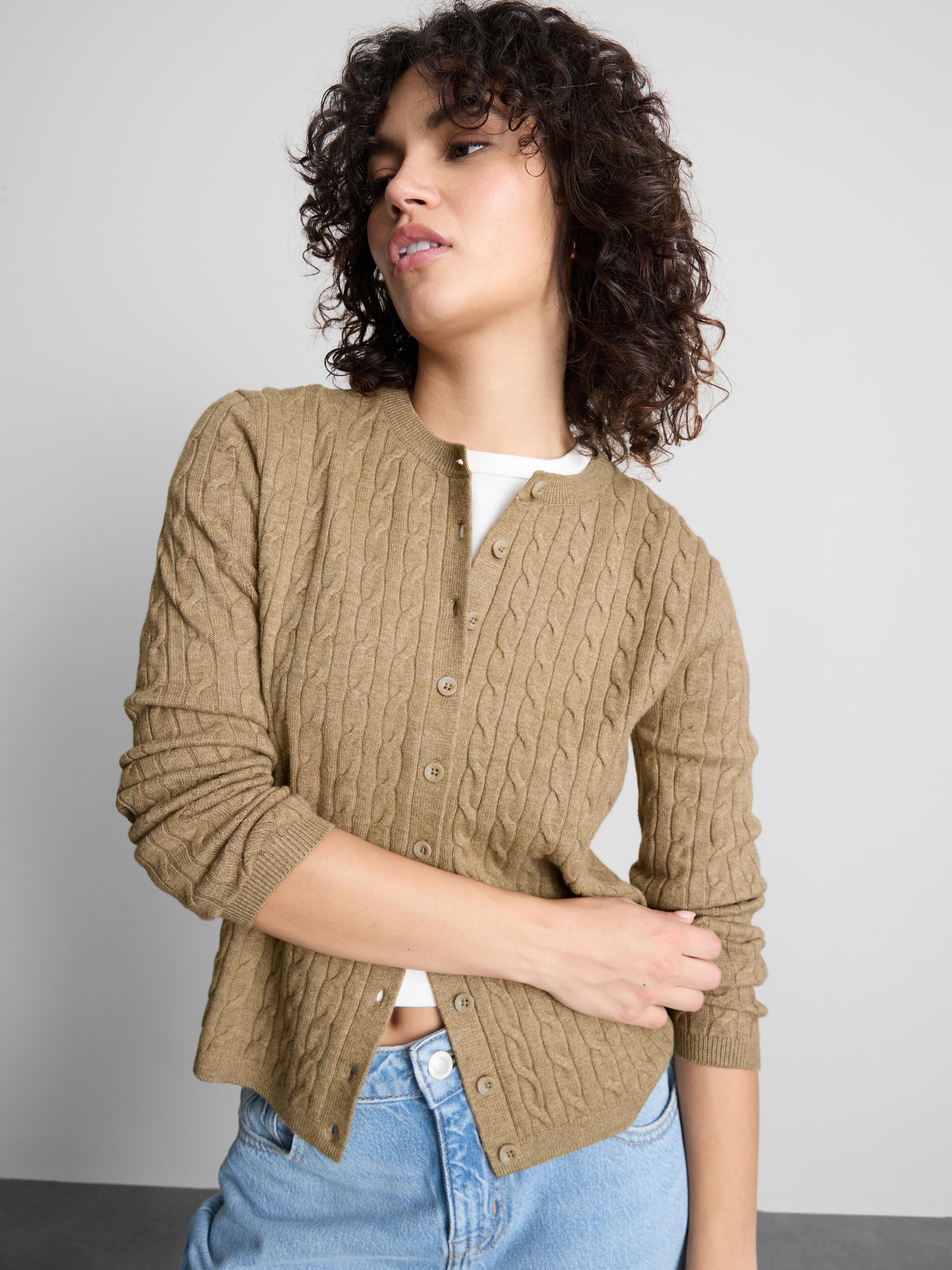 Cable Knit Cardigan - Taupe
