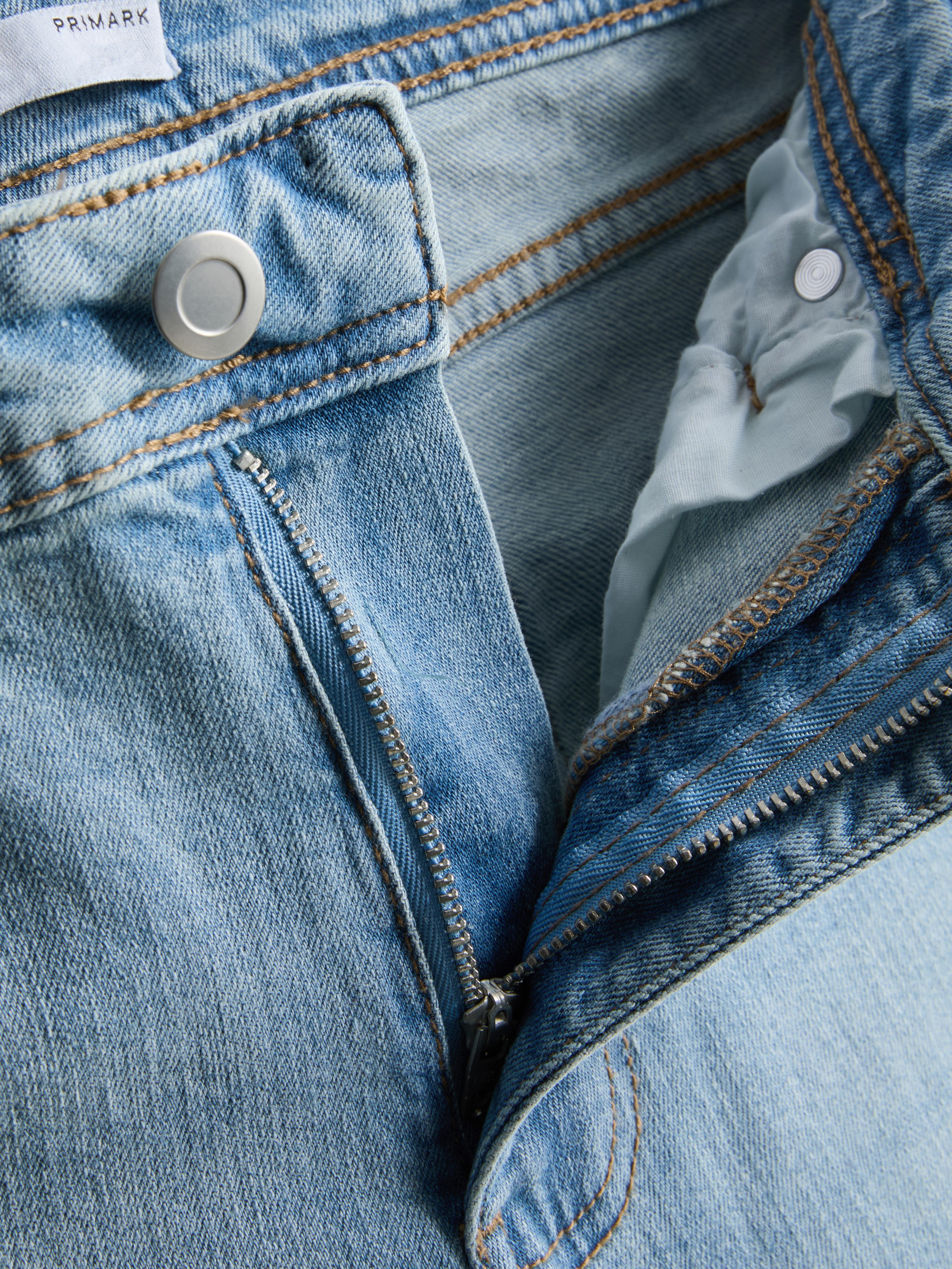Cotton Denim Flared Mid-Rise Jeans - Light Blue