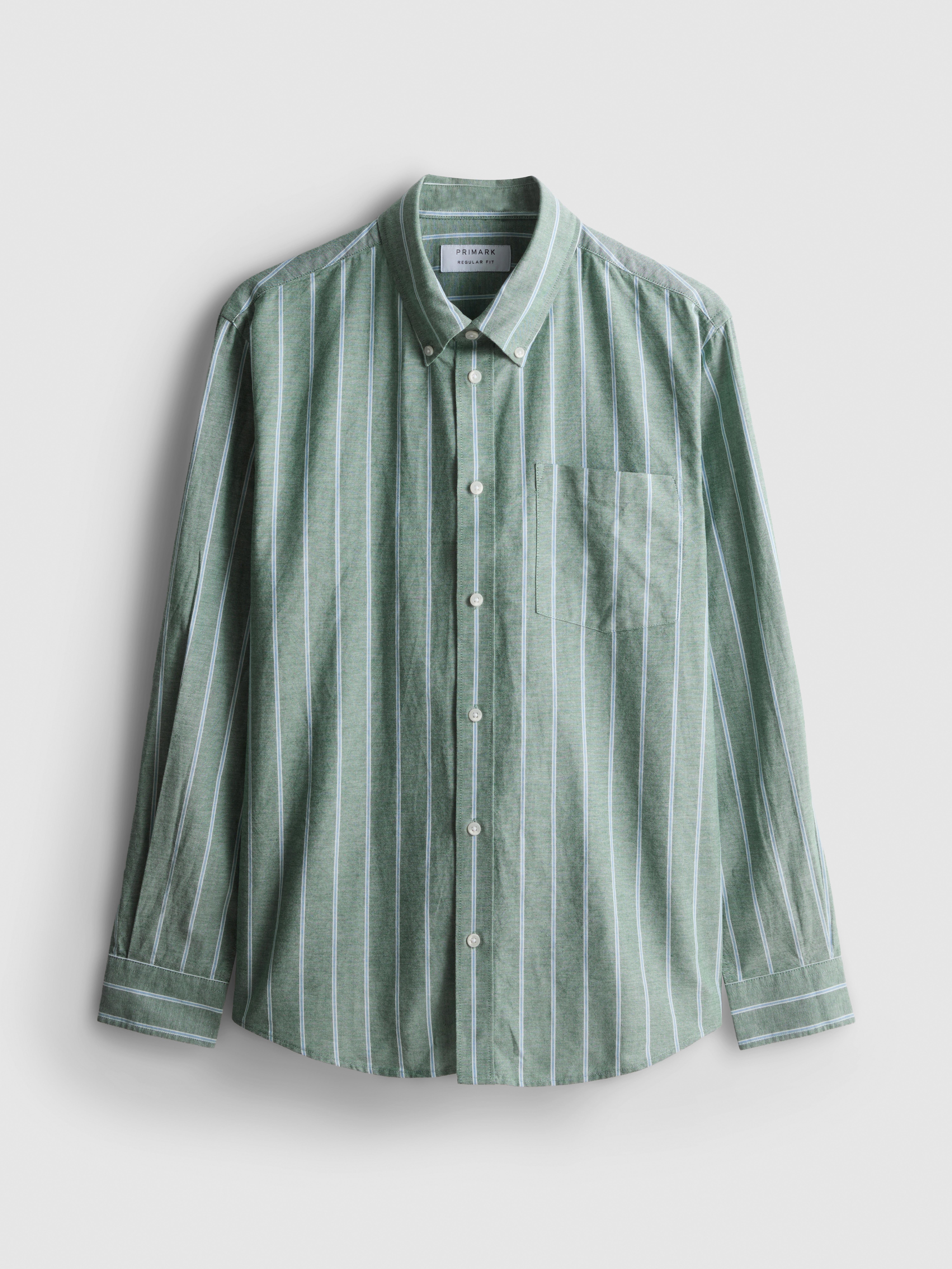 Pure Cotton Striped Oxford Shirt - Green