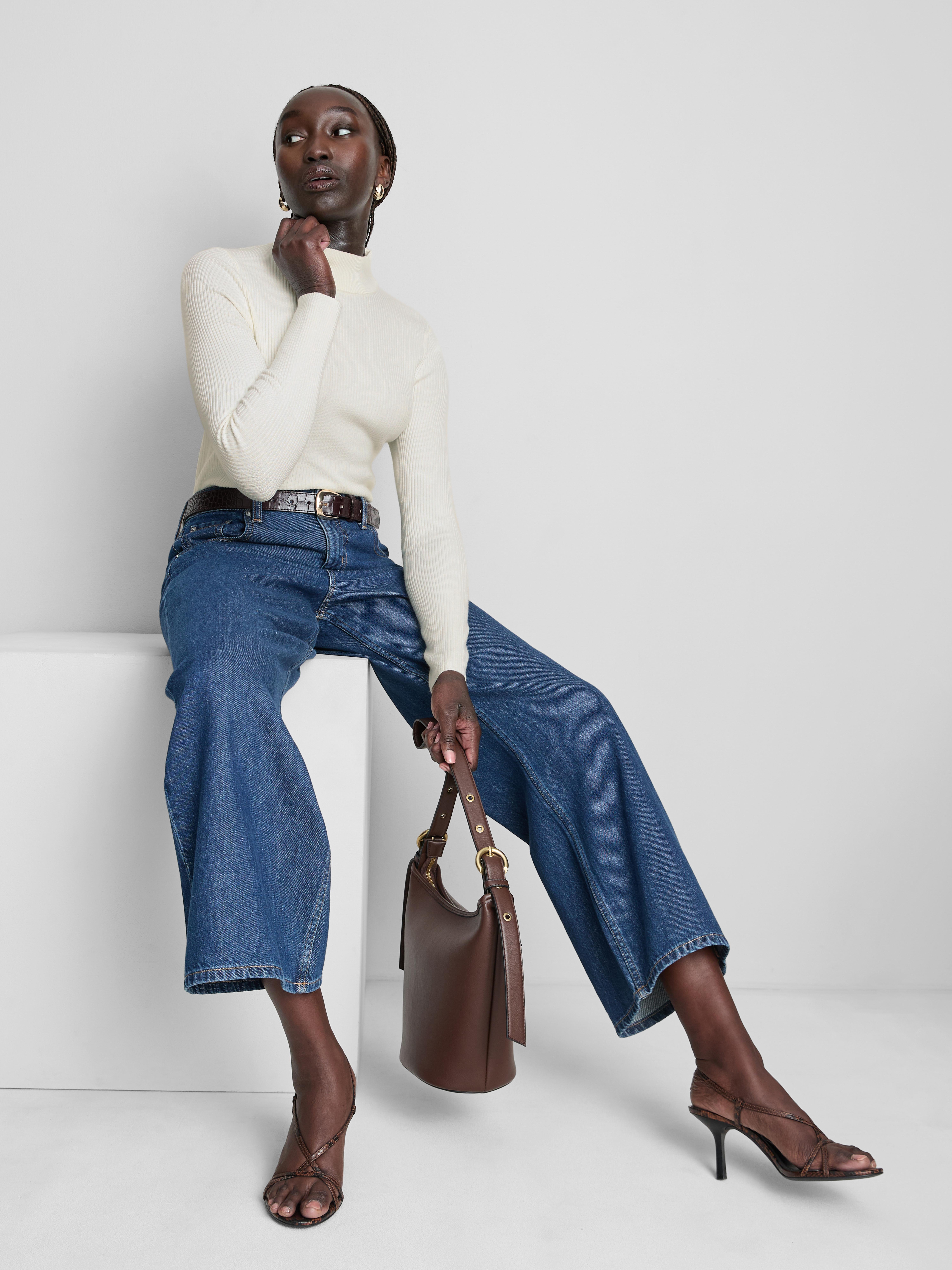 Ribbed Turtleneck Sweater - Ivory