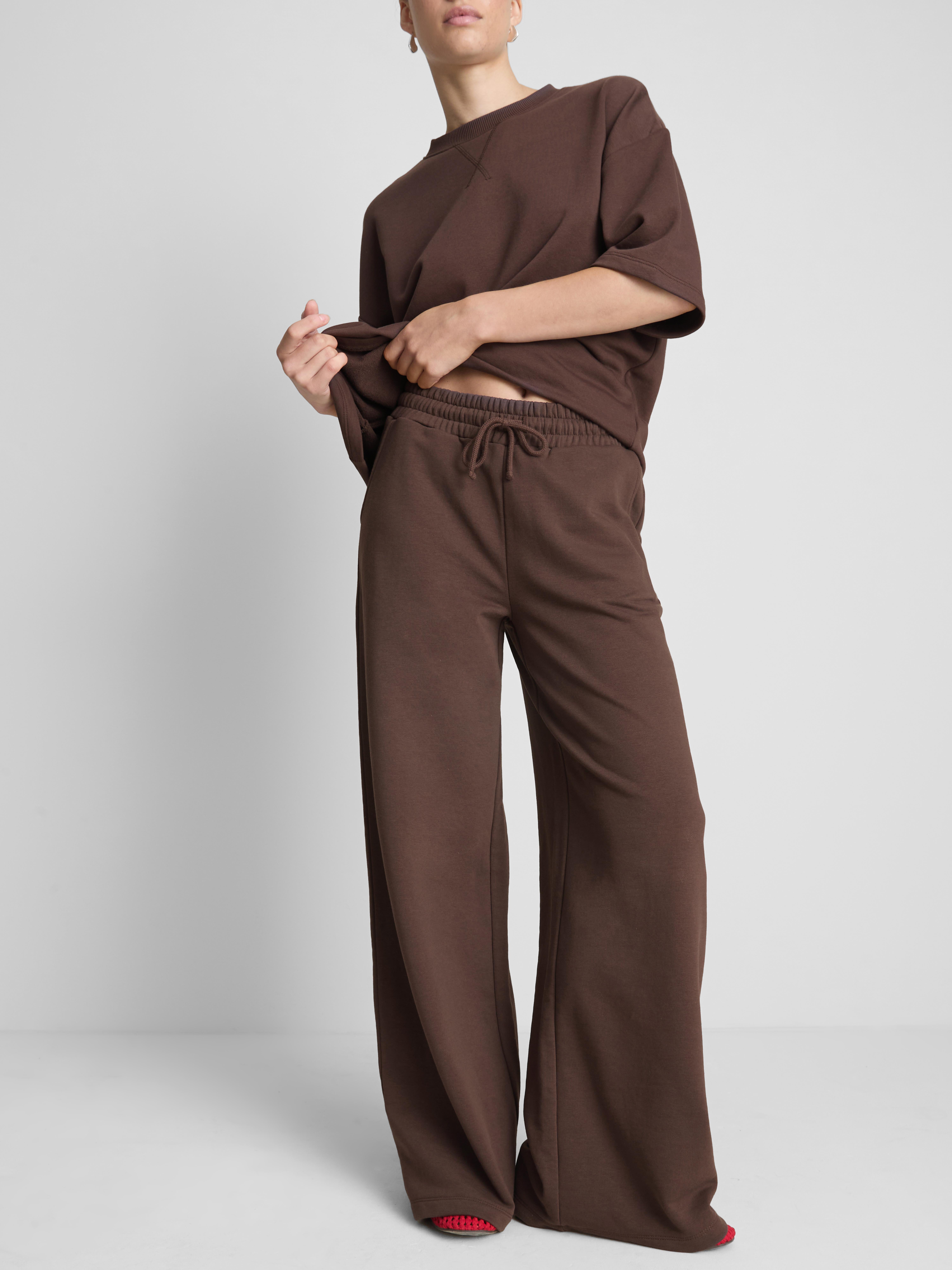 Wide-Leg Airport Tracksuit Bottoms - Chocolate