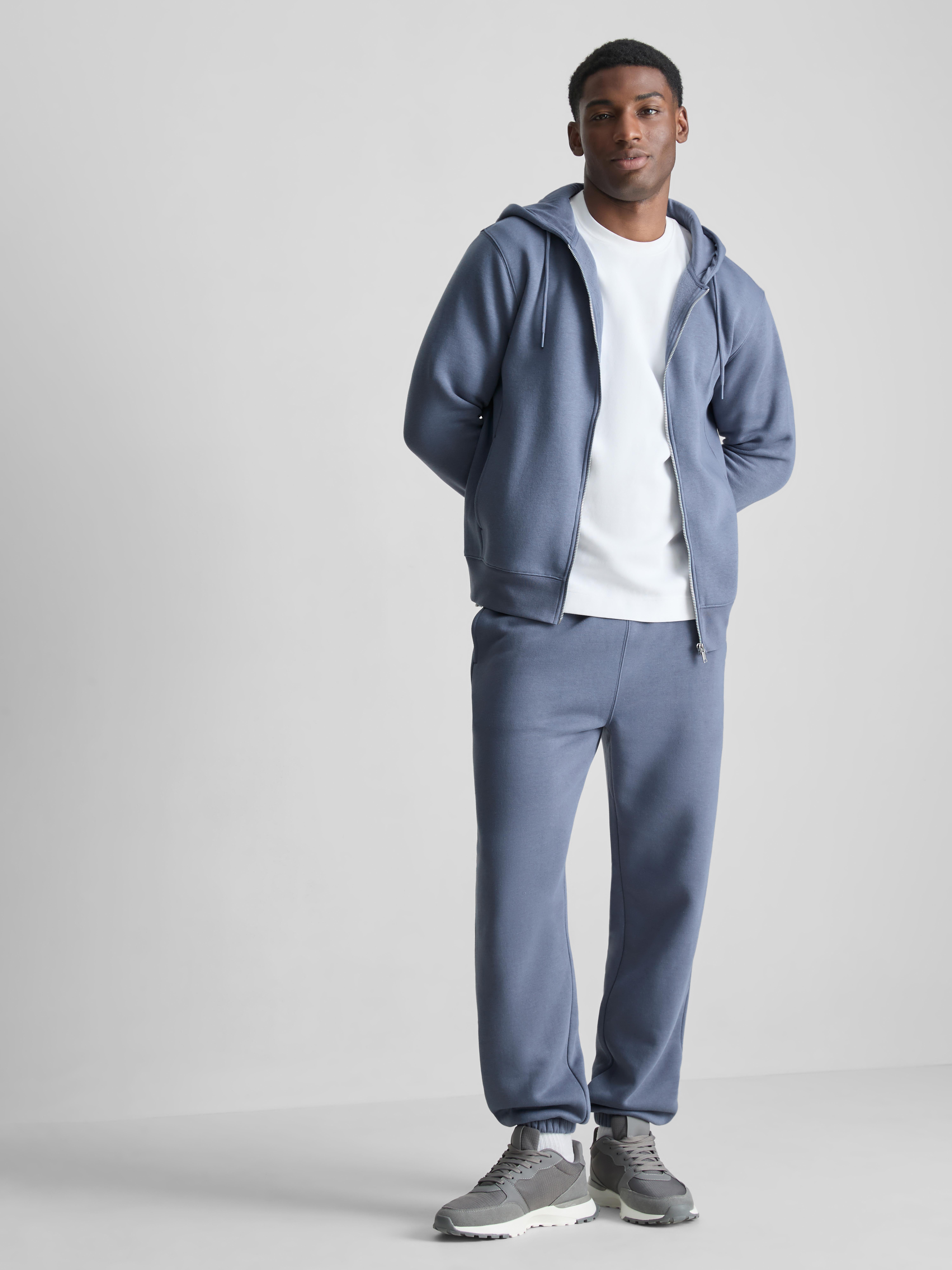 Regular-Fit Cotton-Blend Zip-Up Hoodie - Blue