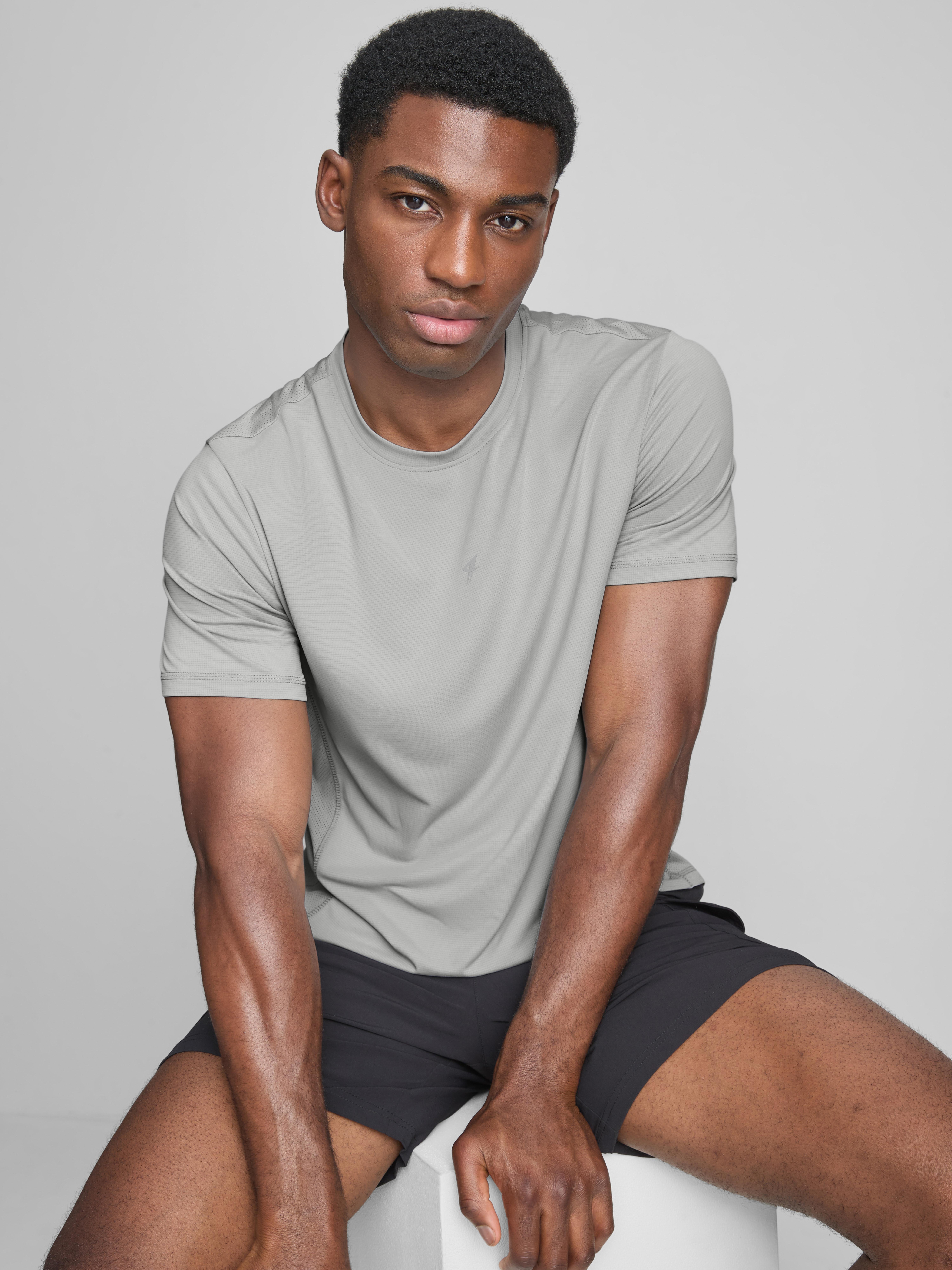 Panelled Gym T-Shirt - Light Gray