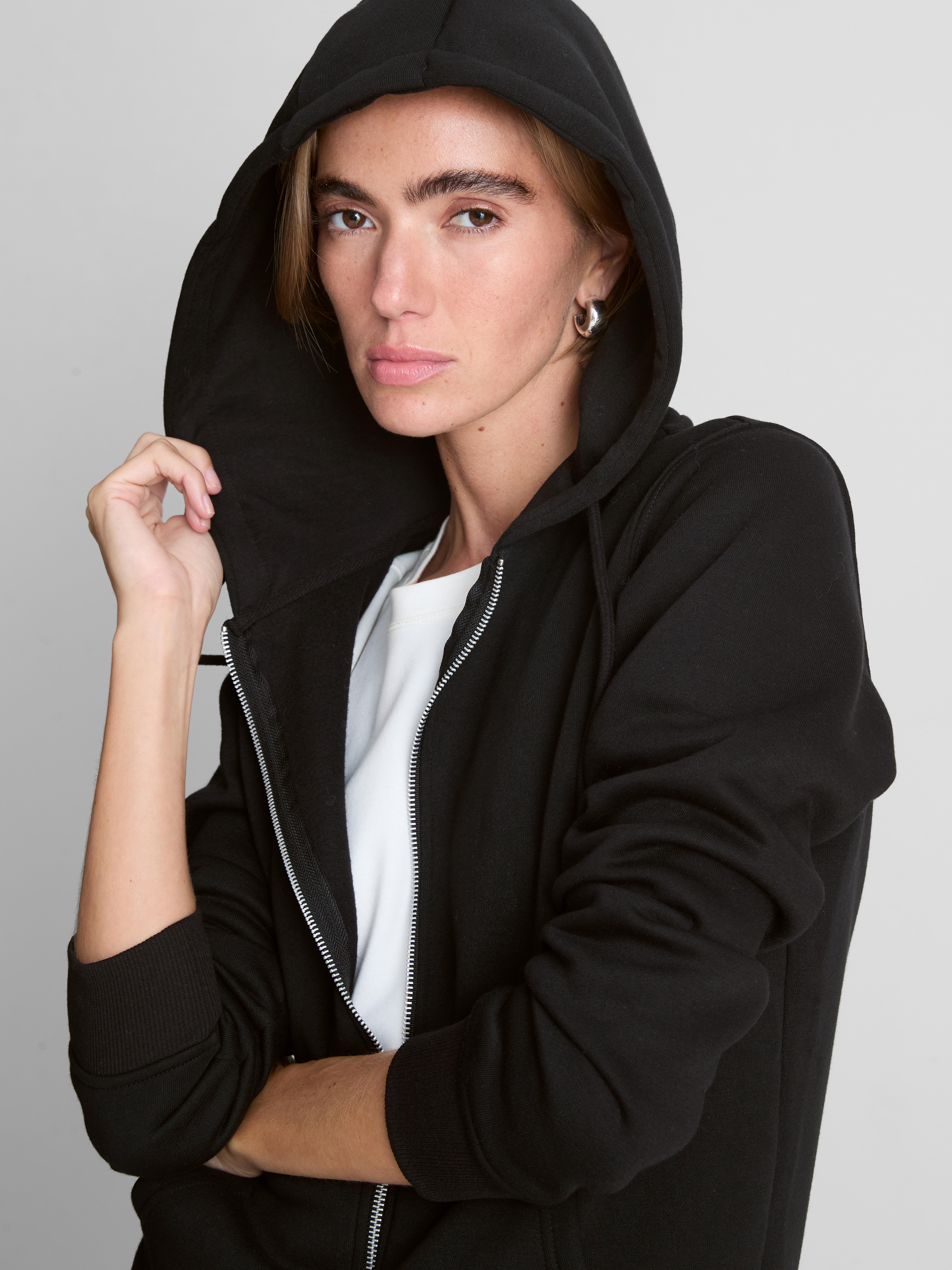 Essential Zip Through Hoodie - Black