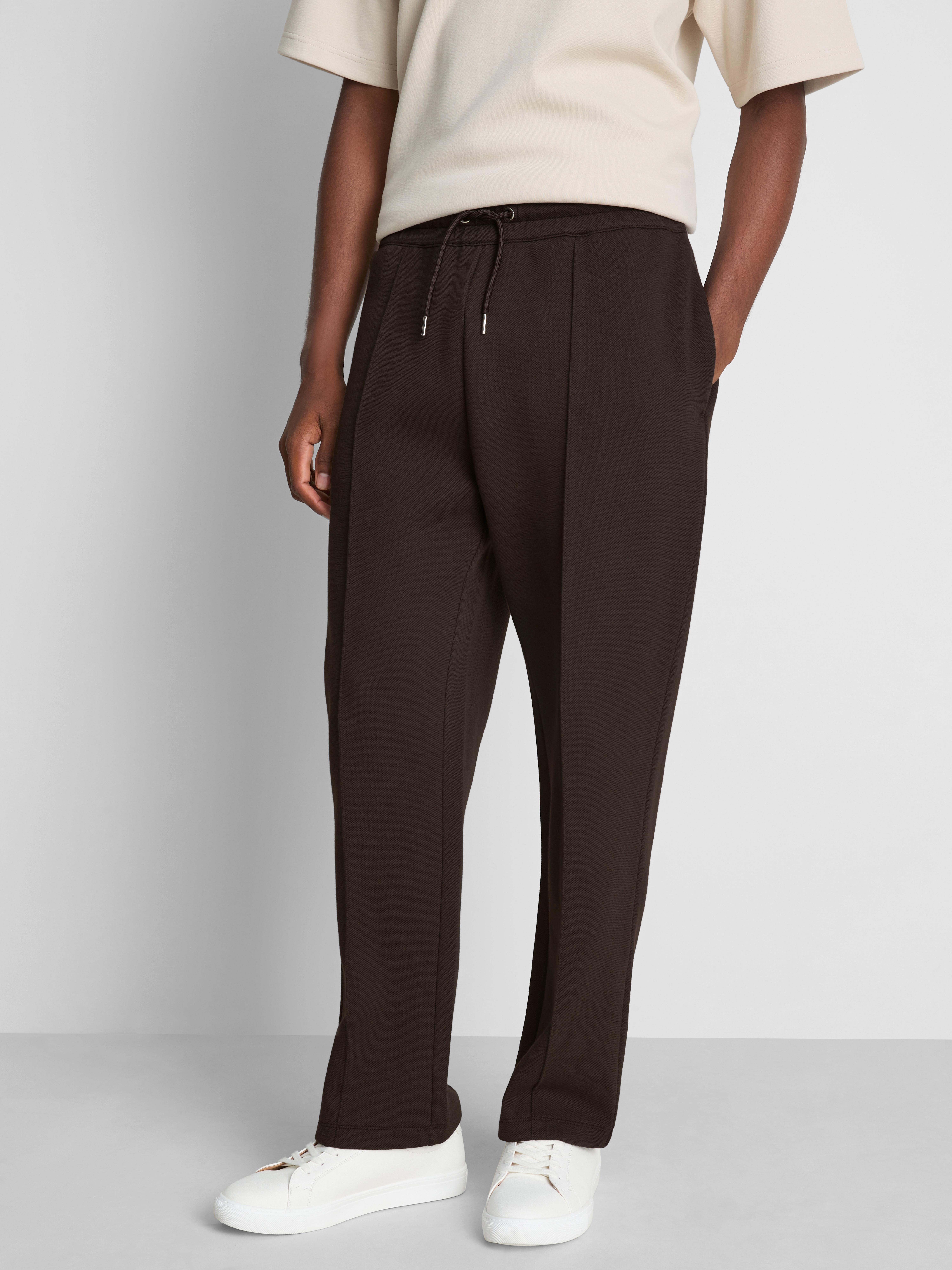 The Edit Pique Drawstring Joggers - Dark Brown
