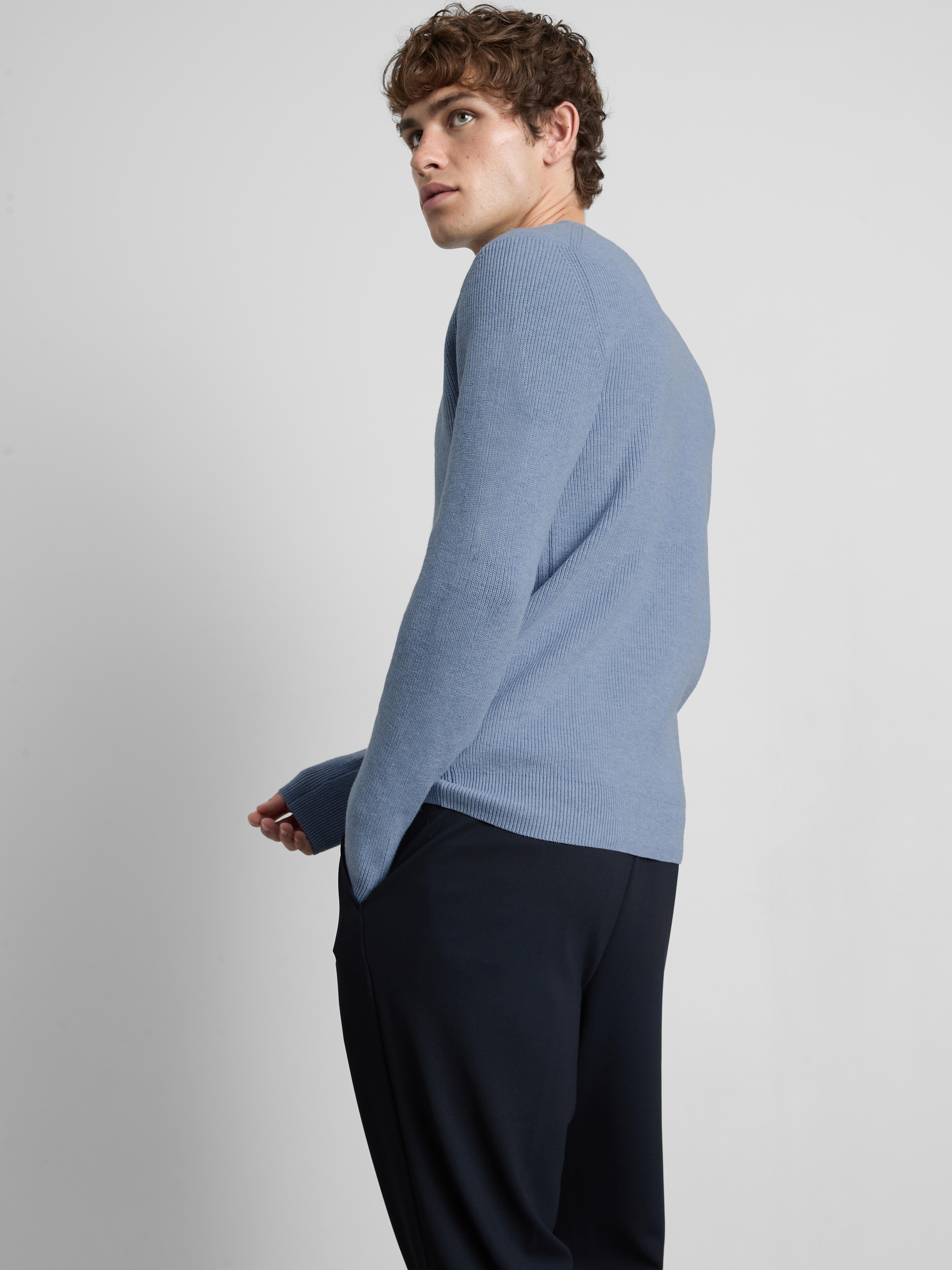 Ribbed Crewneck Sweater - Light Blue