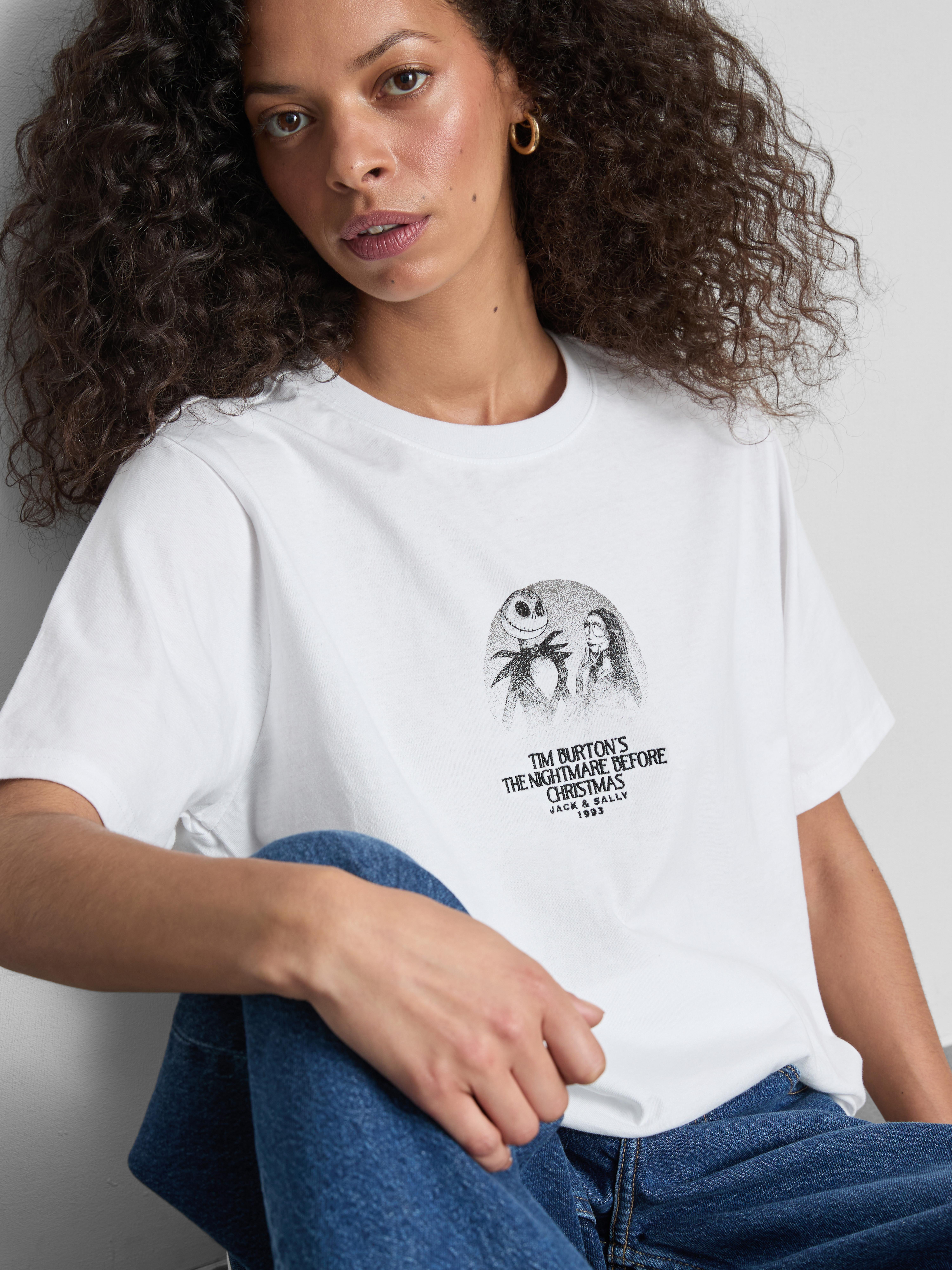 Disney Tim Burton's The Nightmare Before Christmas Pumpkin Graphic Tee - White