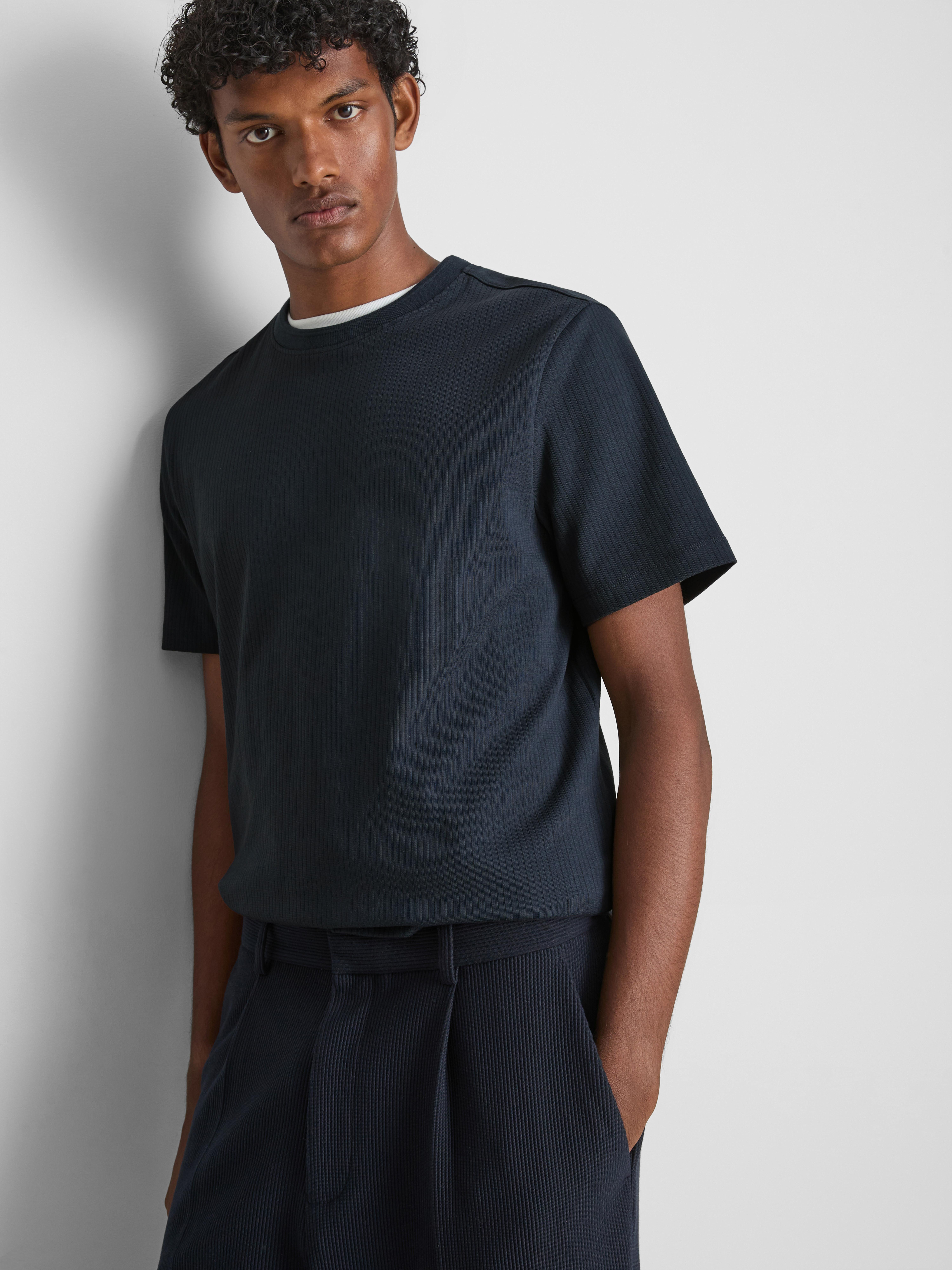 The Edit Ribbed Roundneck T-Shirt - Navy