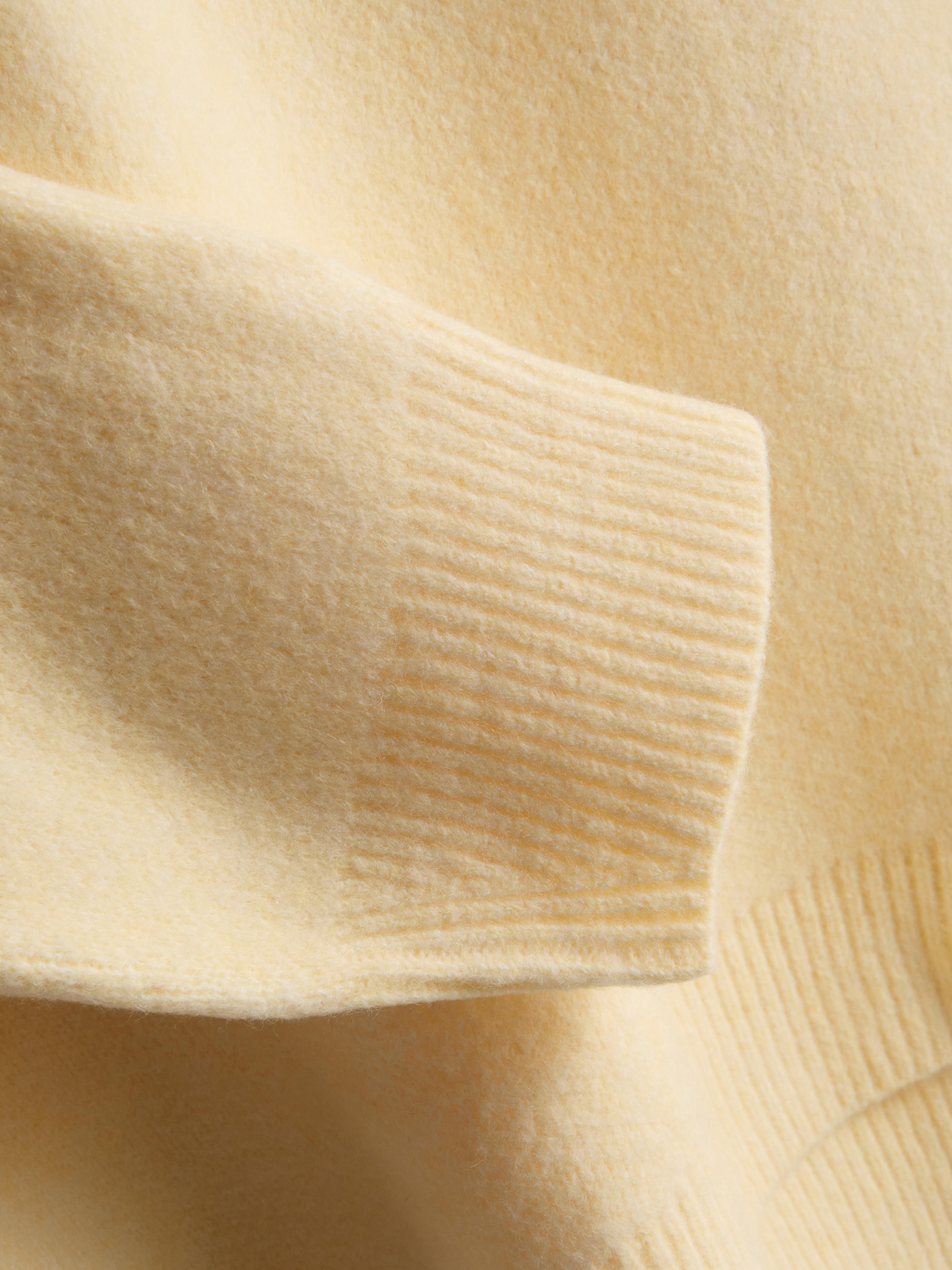 Wool Blend Oversized Crew Neck Sweater - Light Yellow