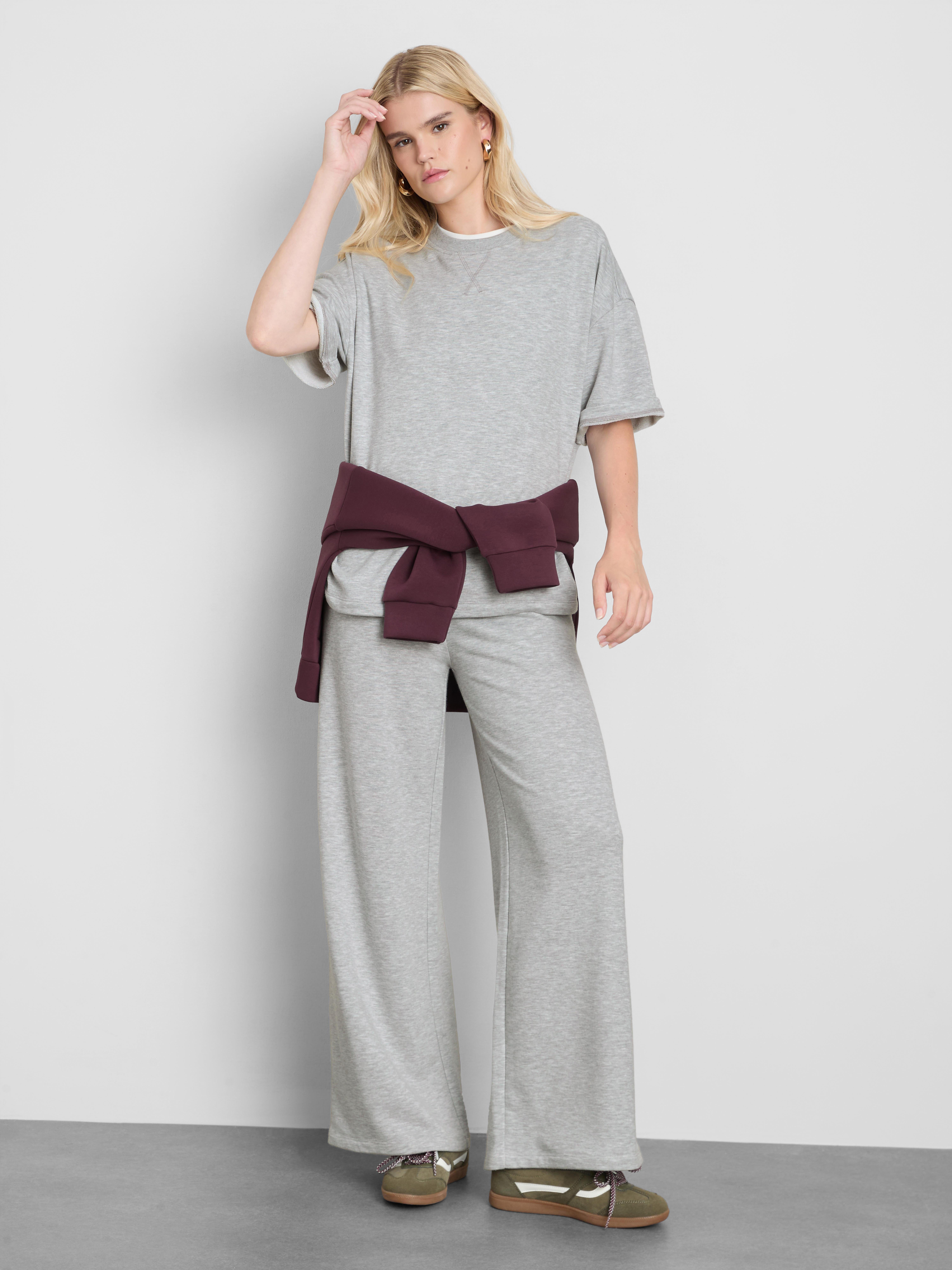 Wide-Leg Airport Tracksuit Bottoms - Gray Heather