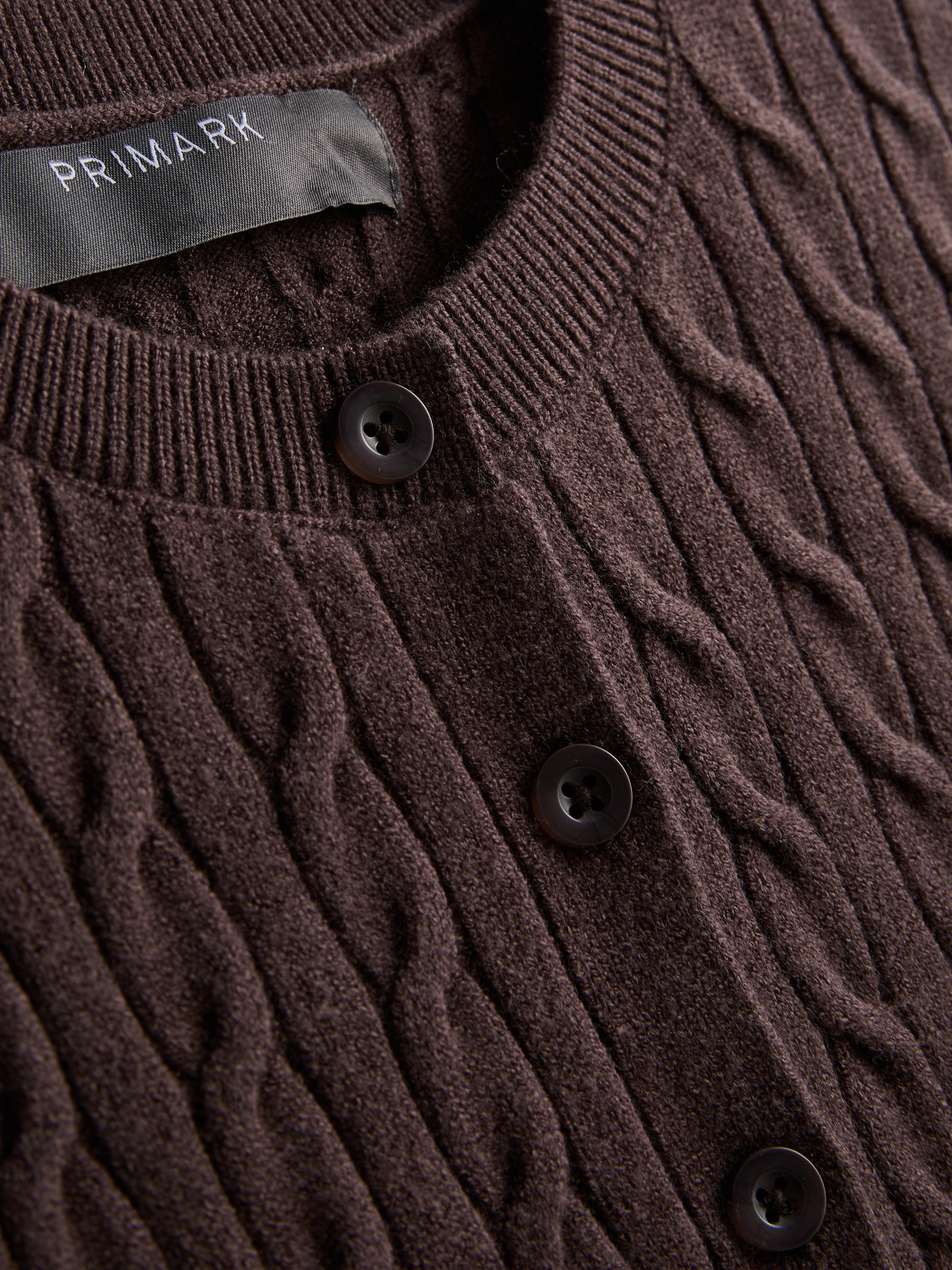 Cable Knit Cardigan - Brown
