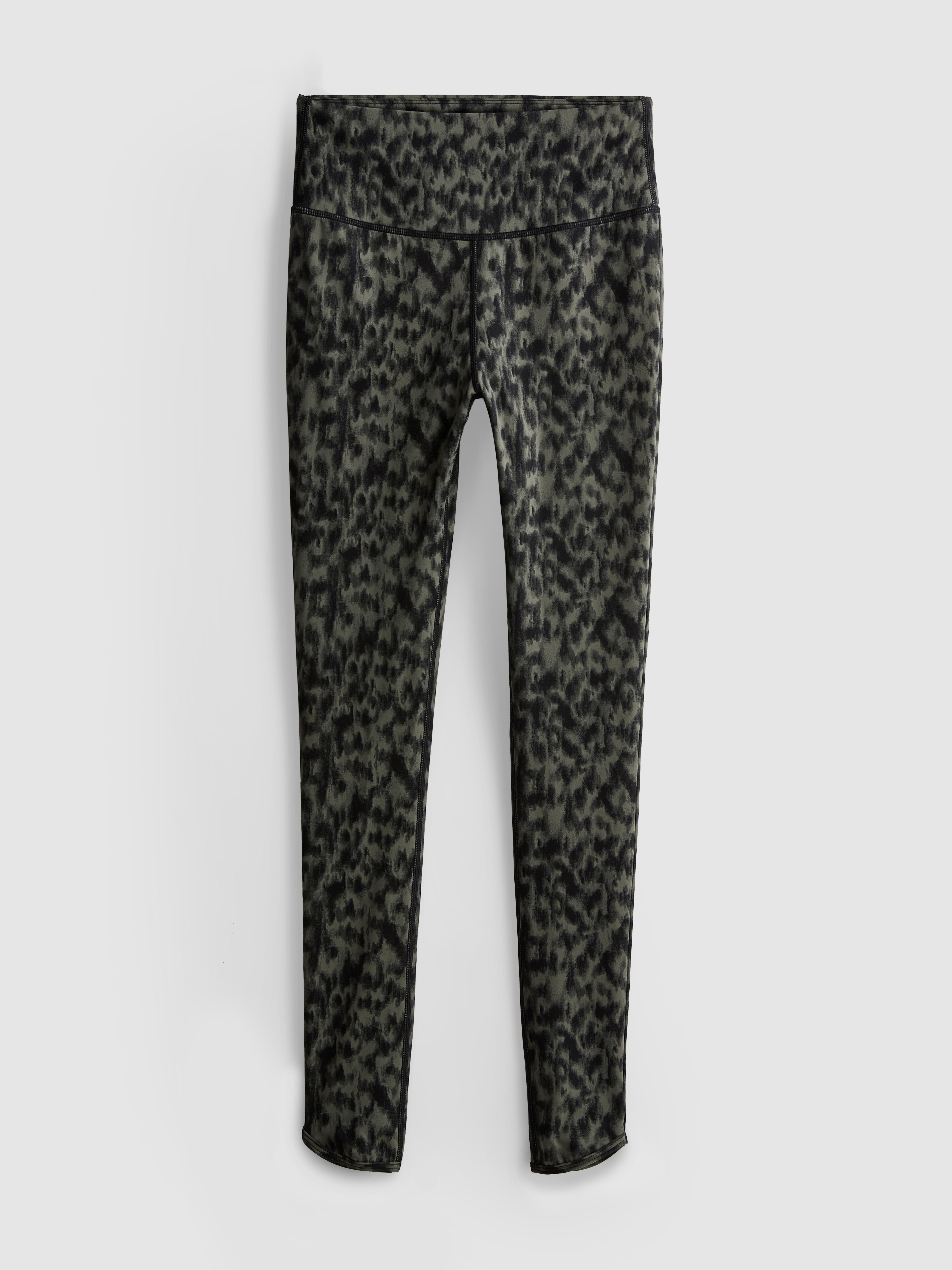 High-Waisted Leopard Print Active Leggings - Olive