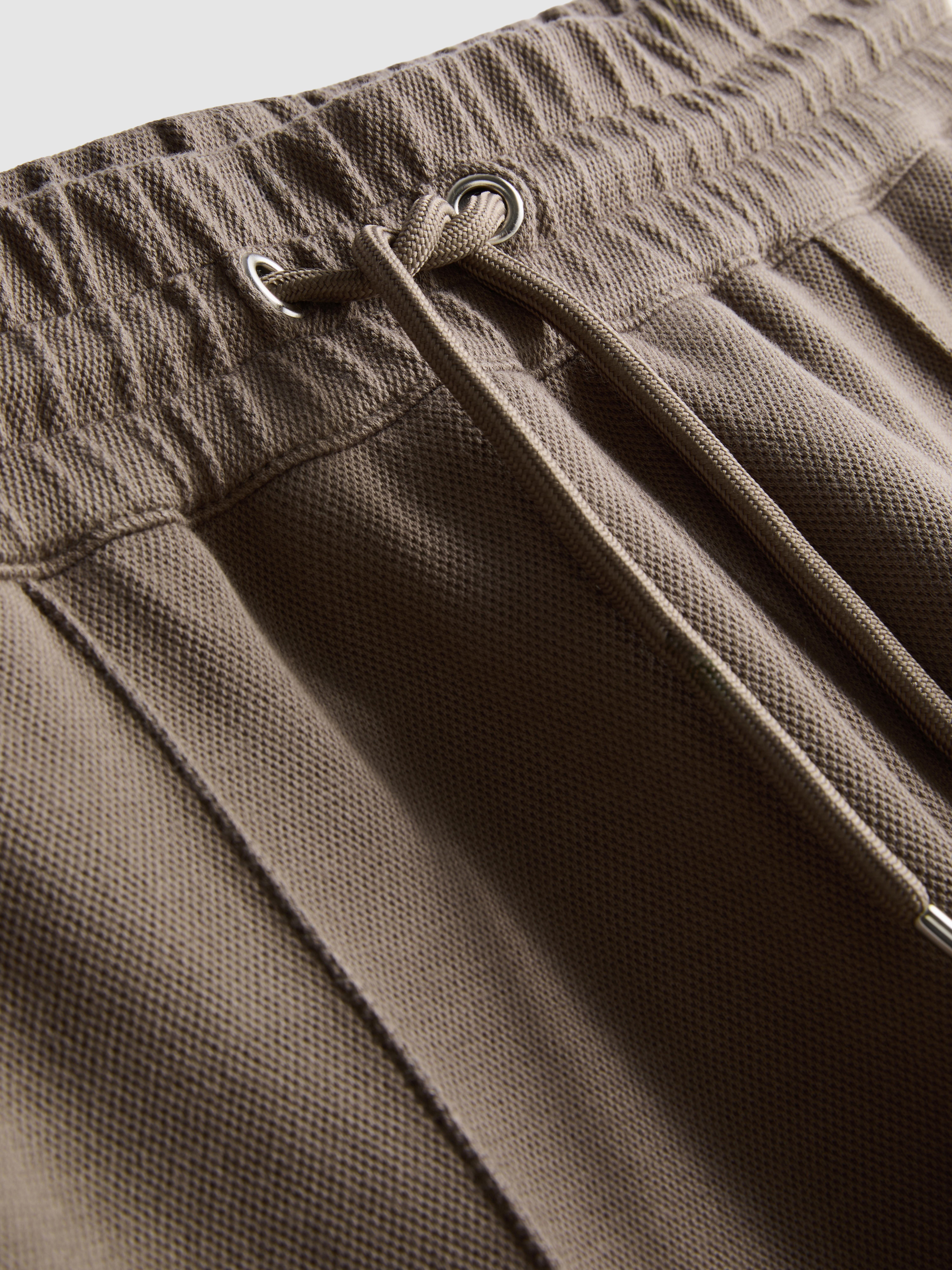 The Edit Pique Drawstring Joggers - Stone
