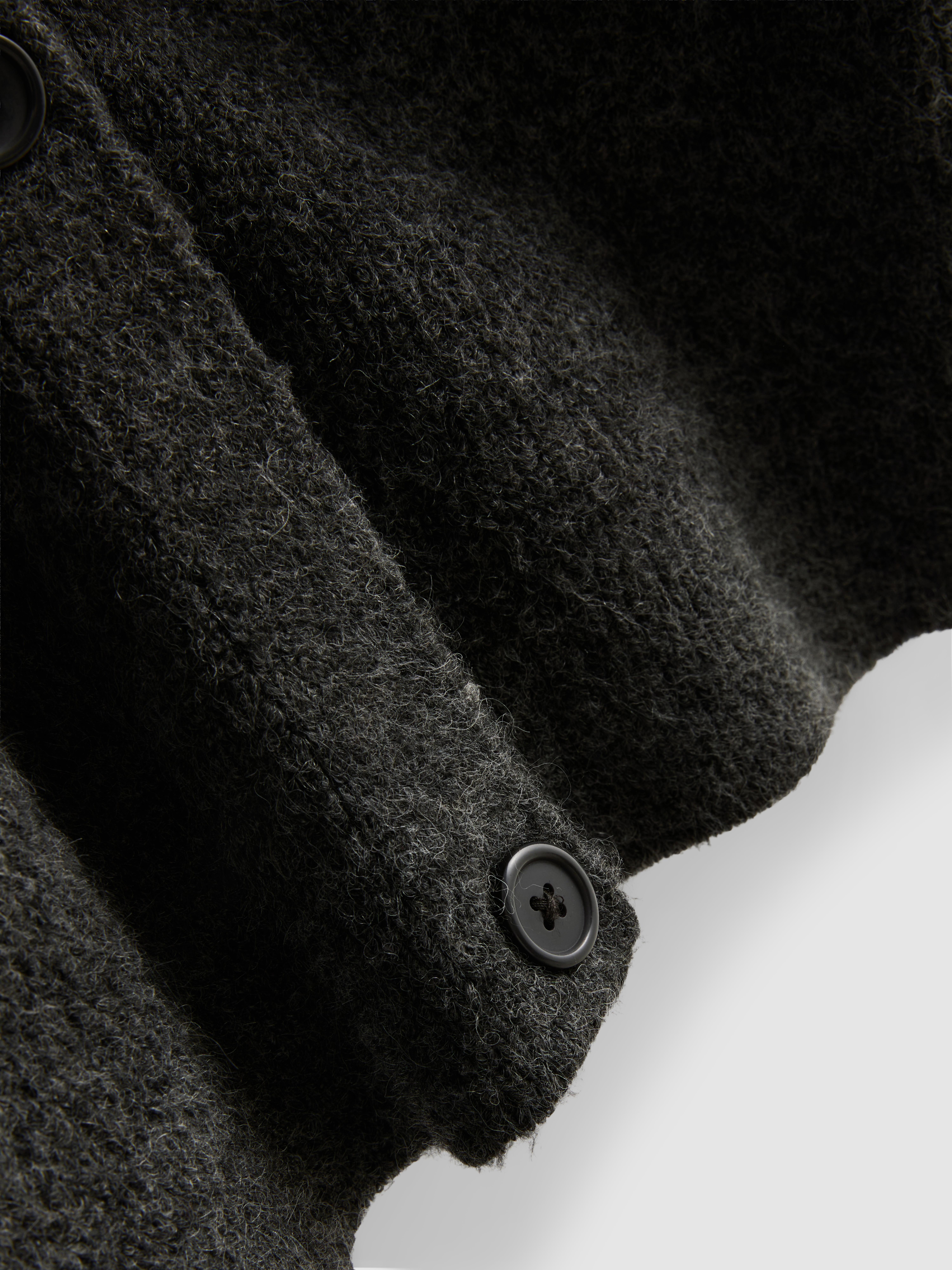 Soft Rib V-Neck Cardigan - Charcoal