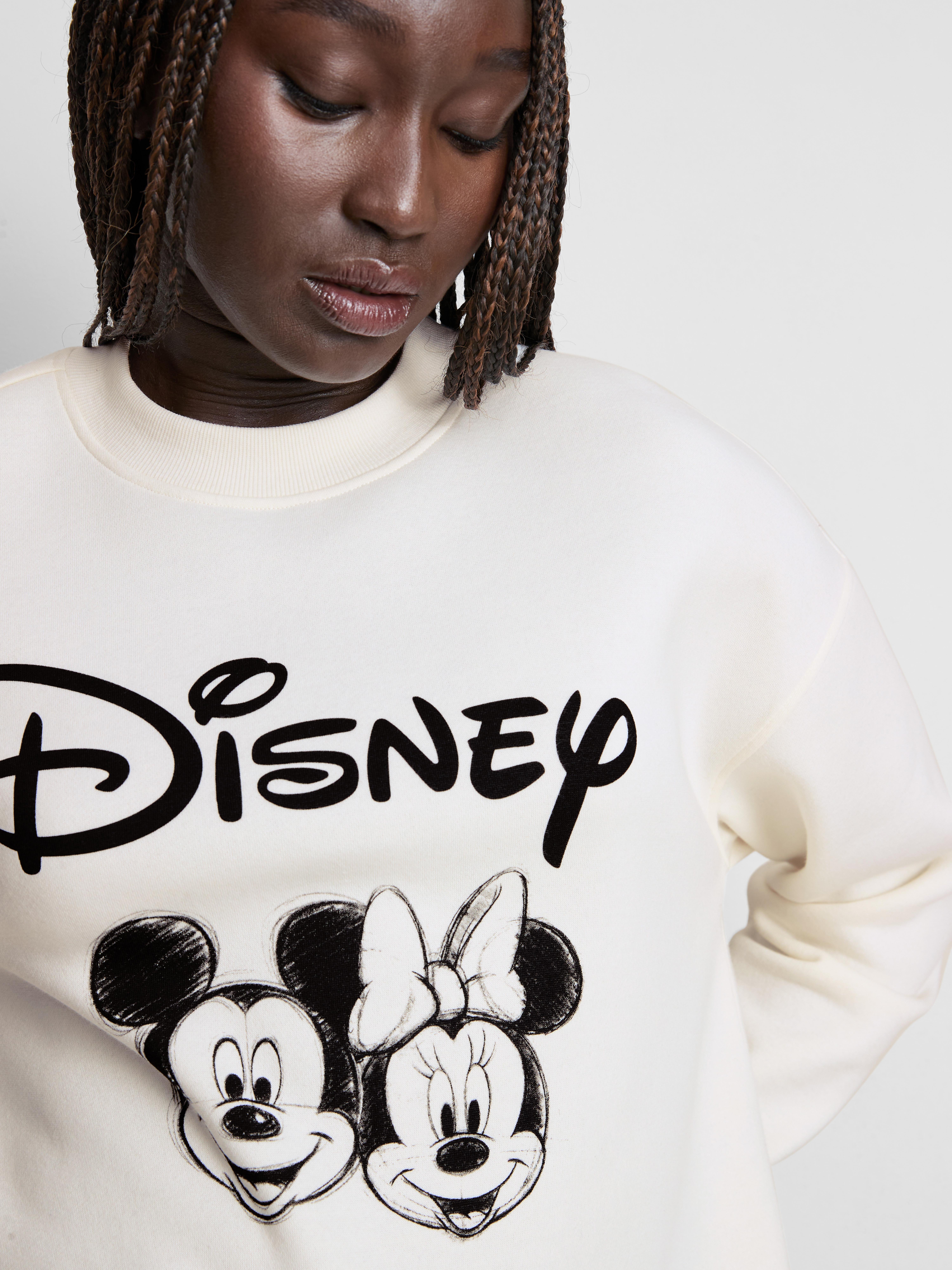Disney's Mickey And Minnie Mouse Graphic Sweatshirt - Ivory