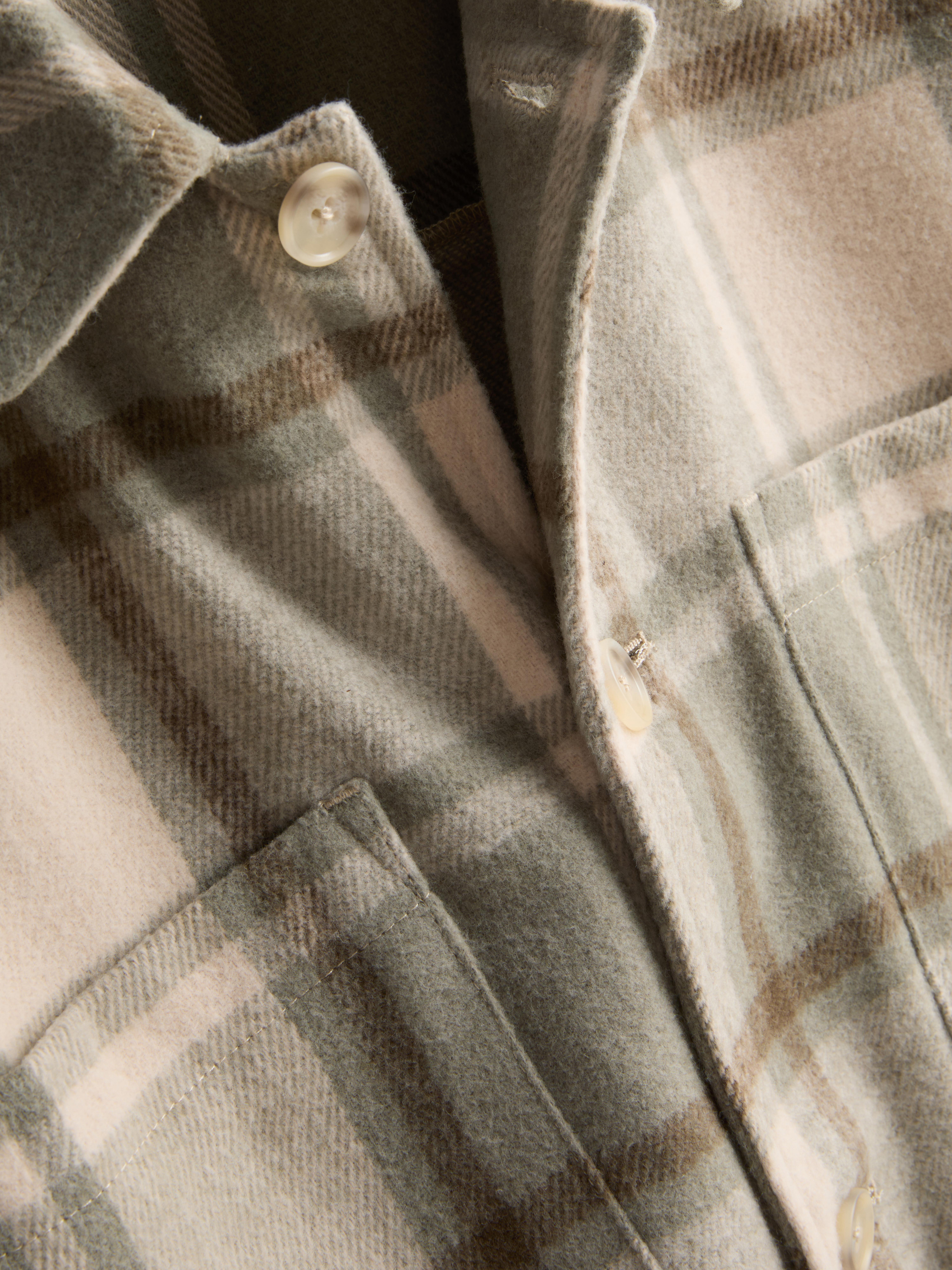 Check Button-Up Overshirt - Green