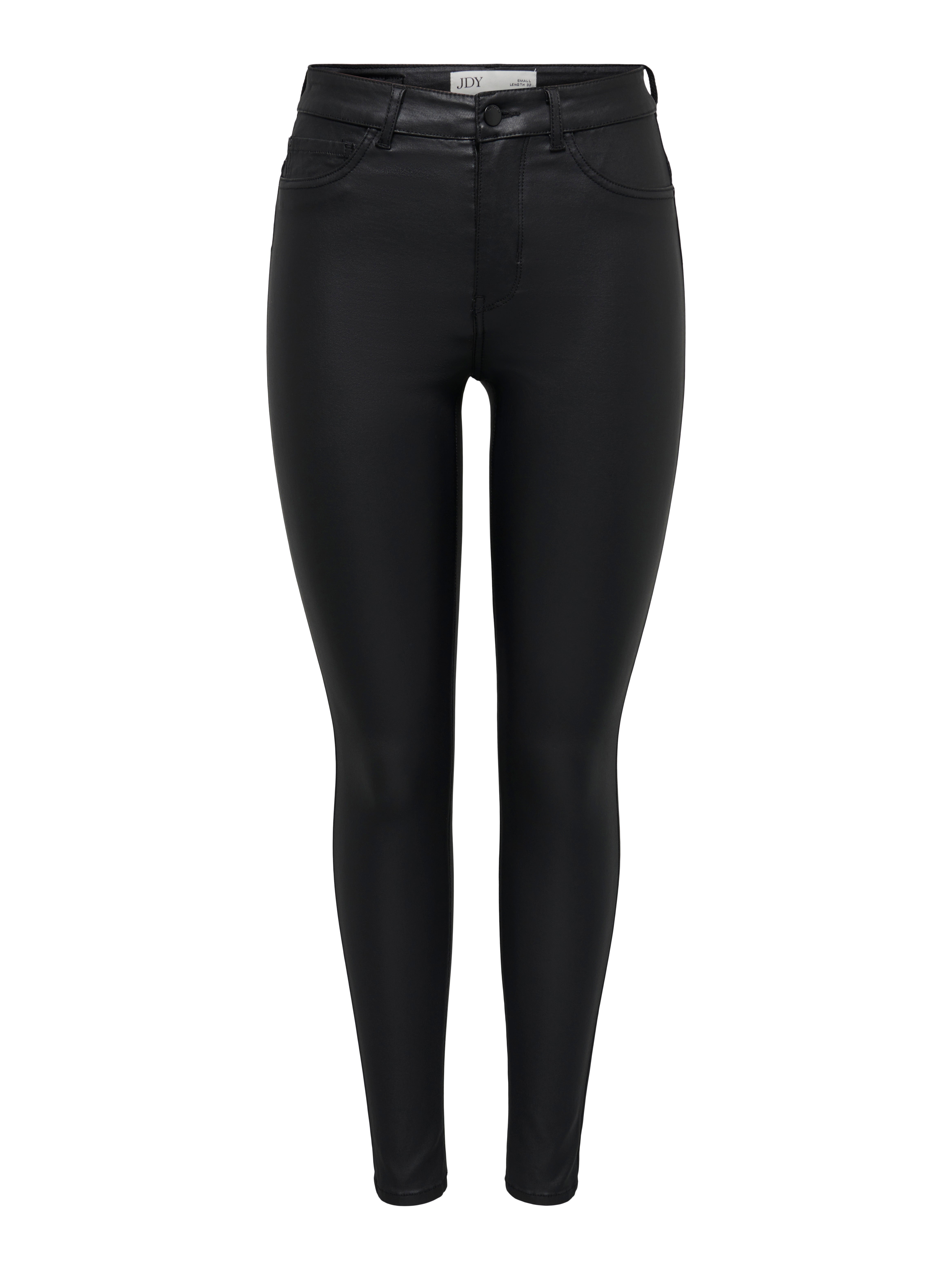 JDYNEWTHUNDER Skinny Fit coated Trousers Black