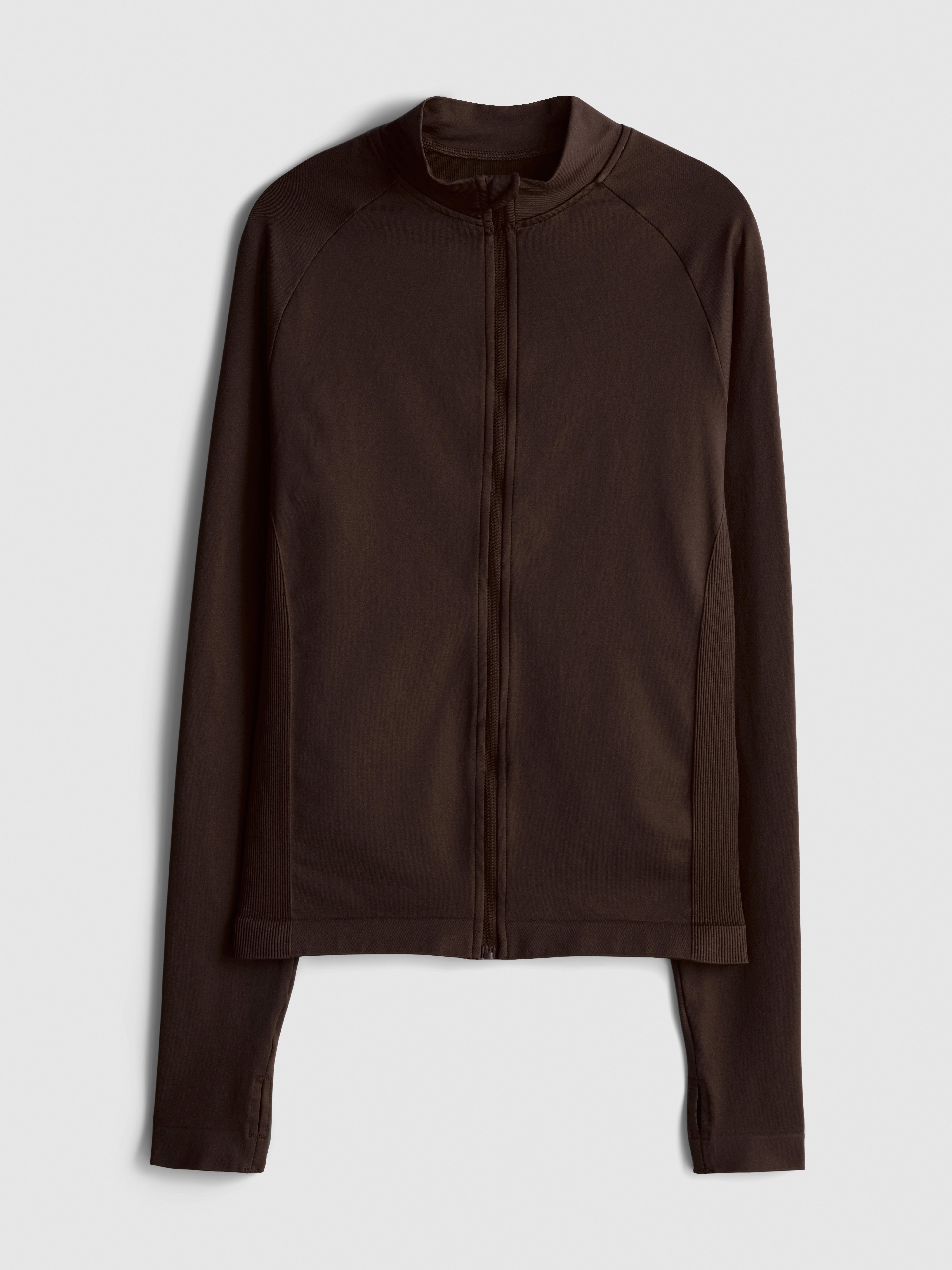Seamless Zip Through Active Jacket - Chocolate