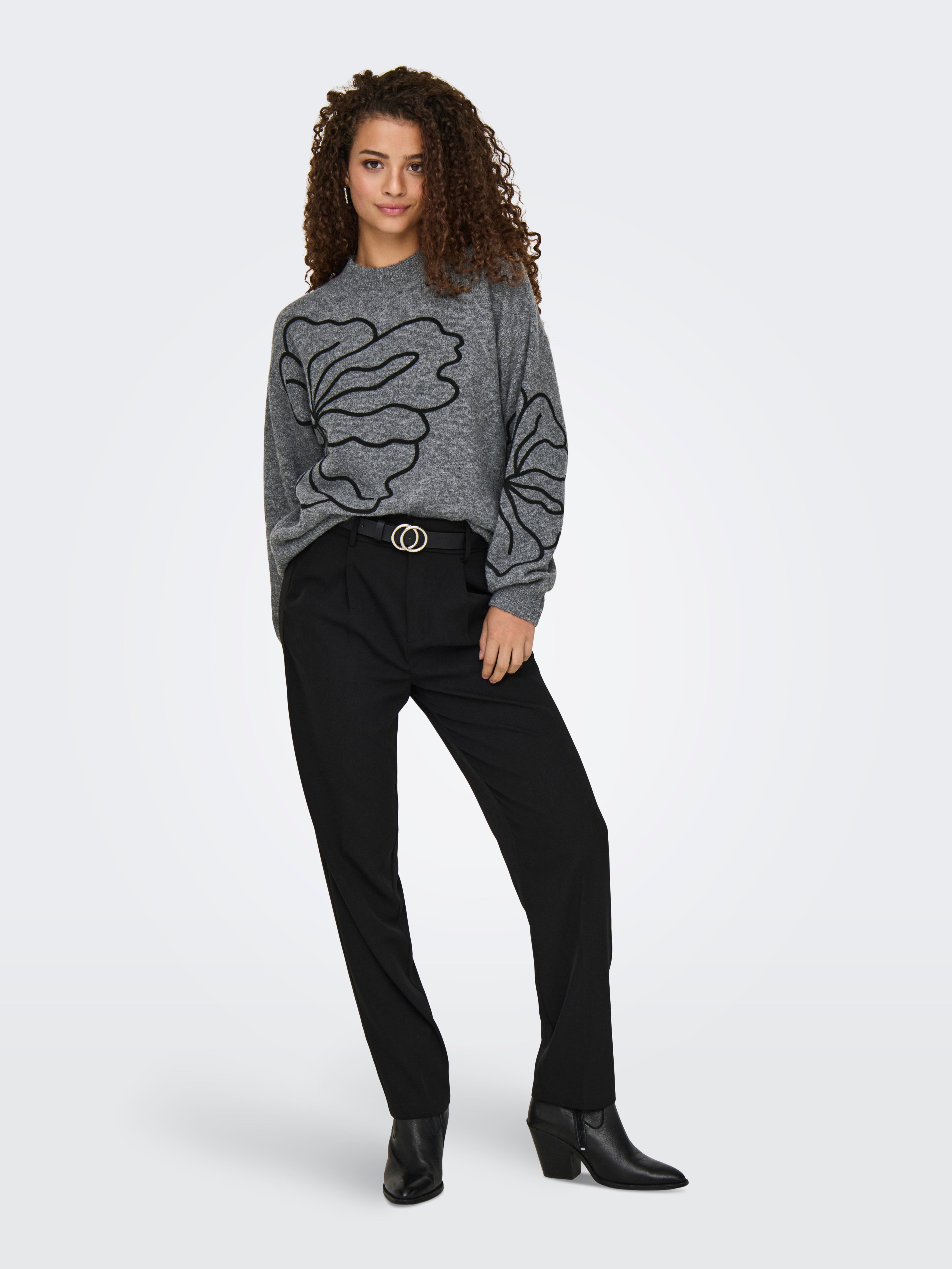 JDYJELLA Knitted pullover Dark Grey Melange