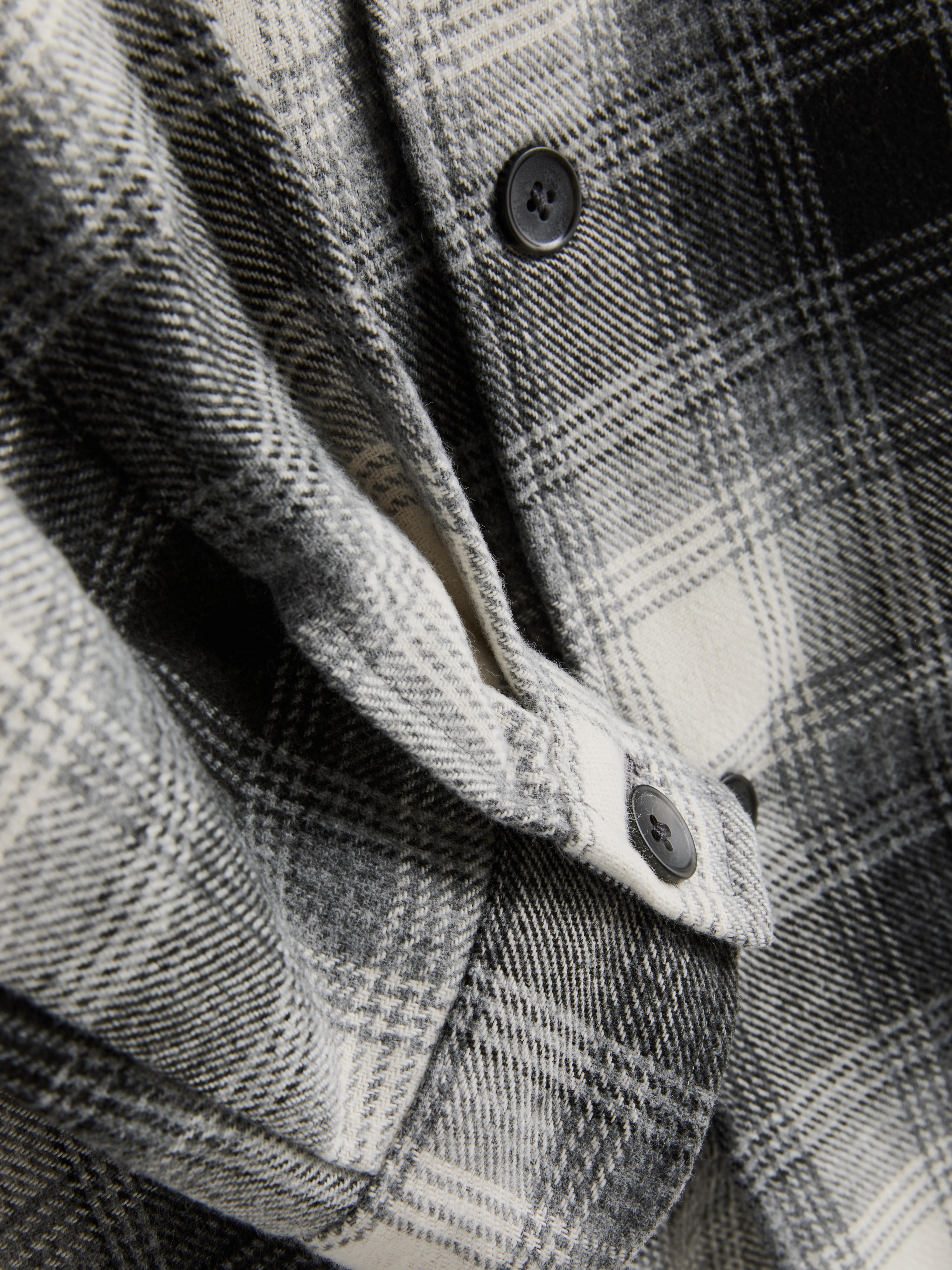 Plaid Button-Up Overshirt - Gray