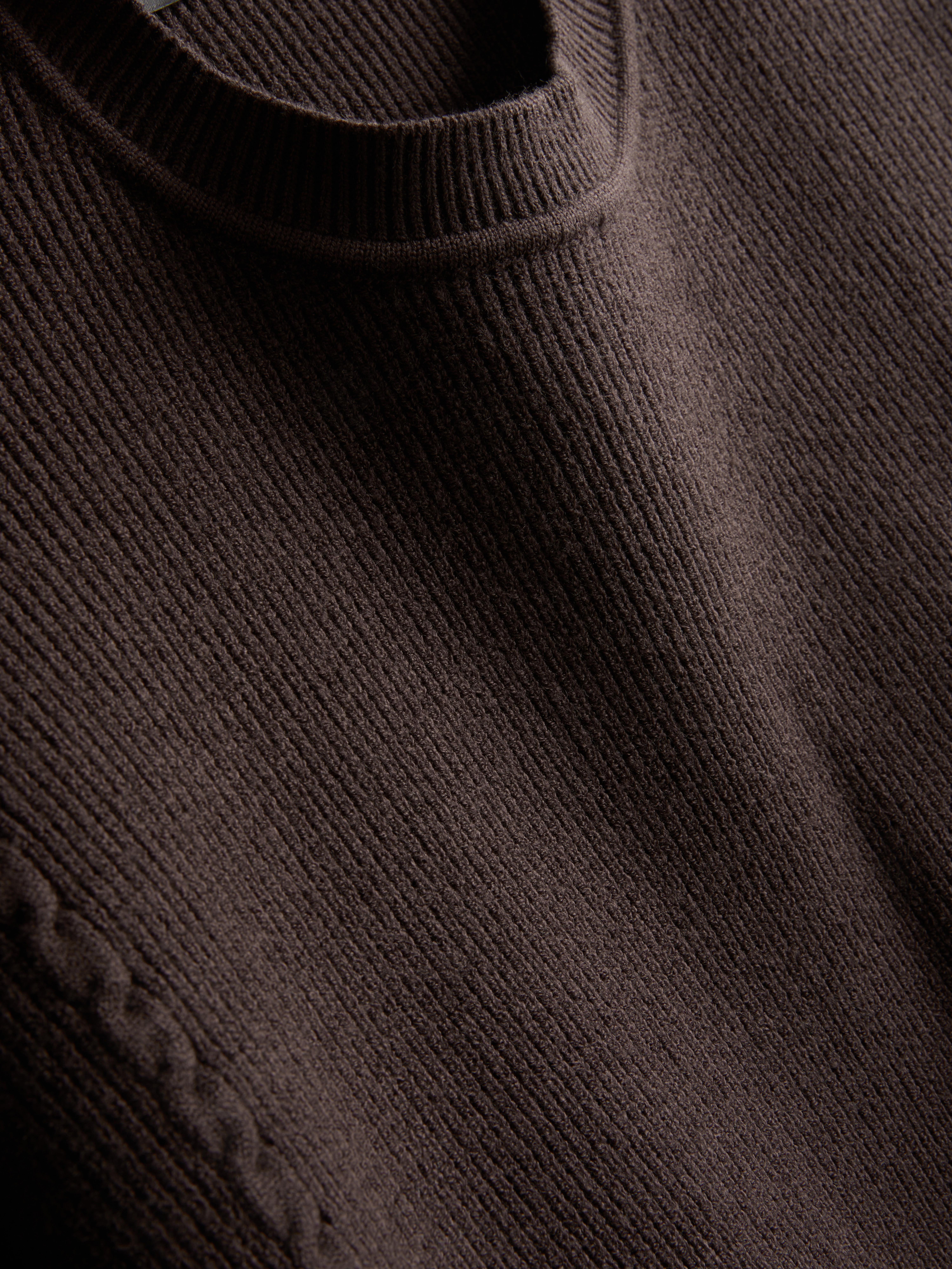 Knitted Dropped-Sleeve T-Shirt - Chocolate