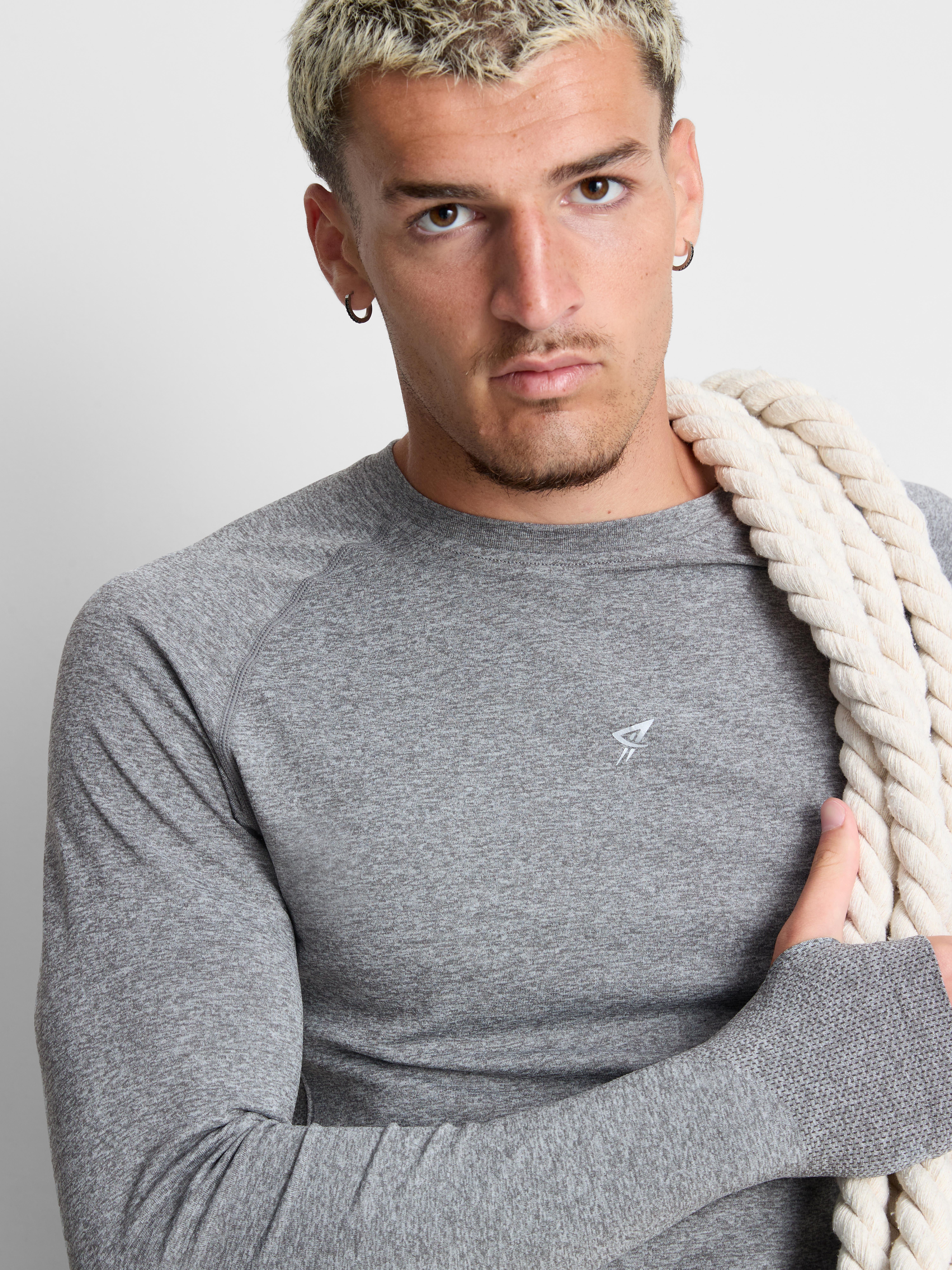 Active Seamless Long-Sleeve T-Shirt - Gray Heather