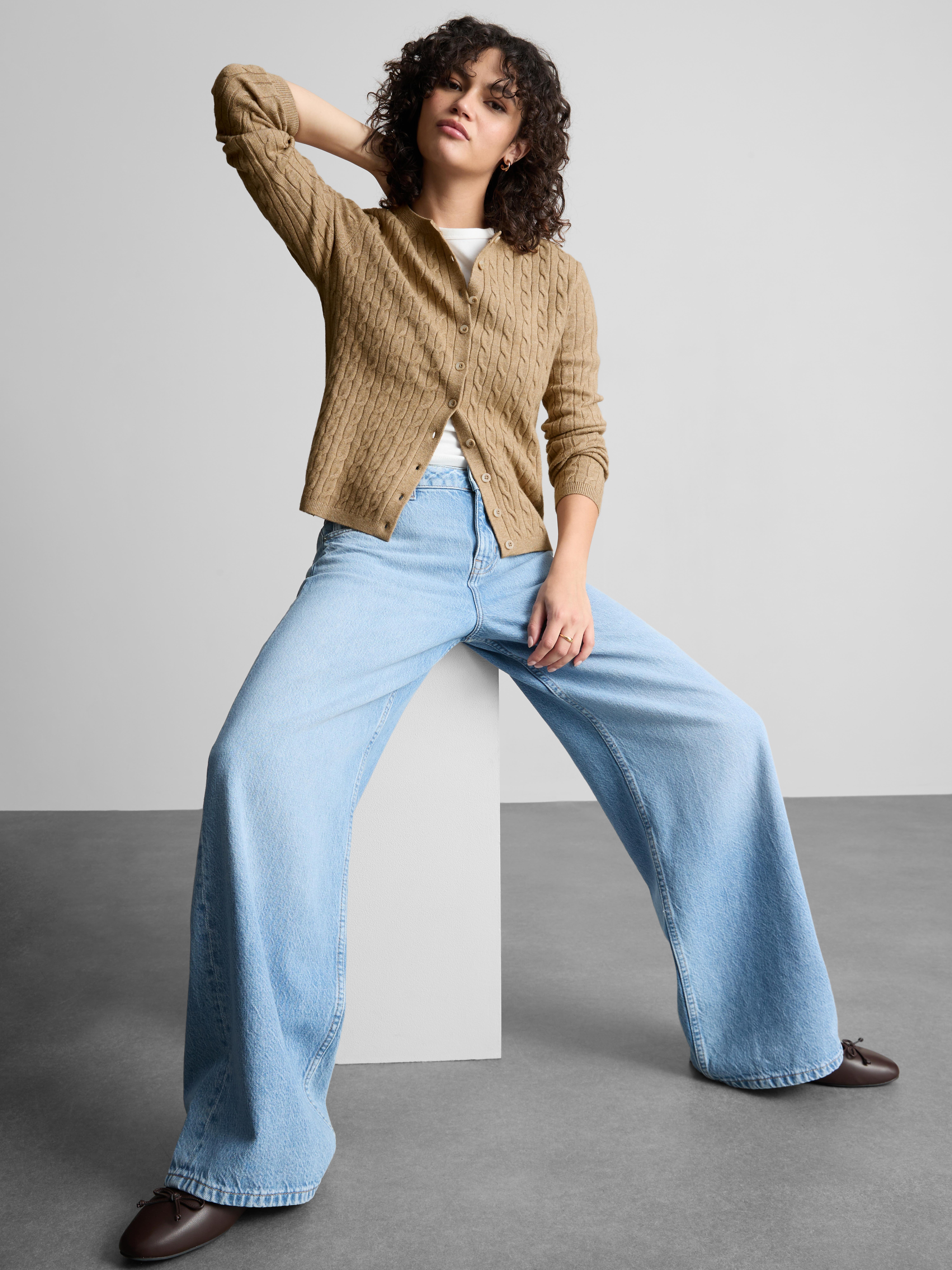 Cable Knit Cardigan - Taupe