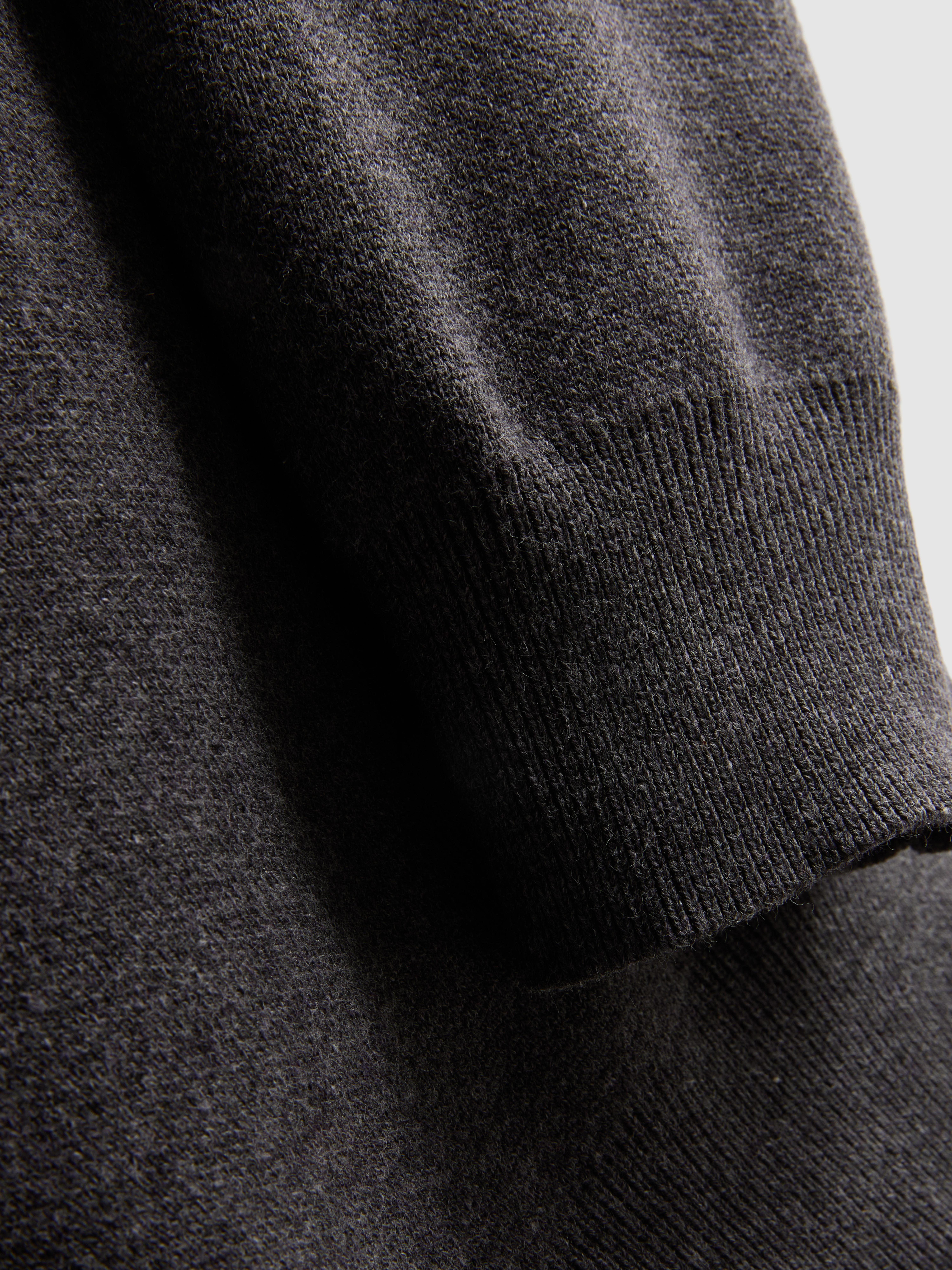 Zip Neck Knitted Sweater - Charcoal