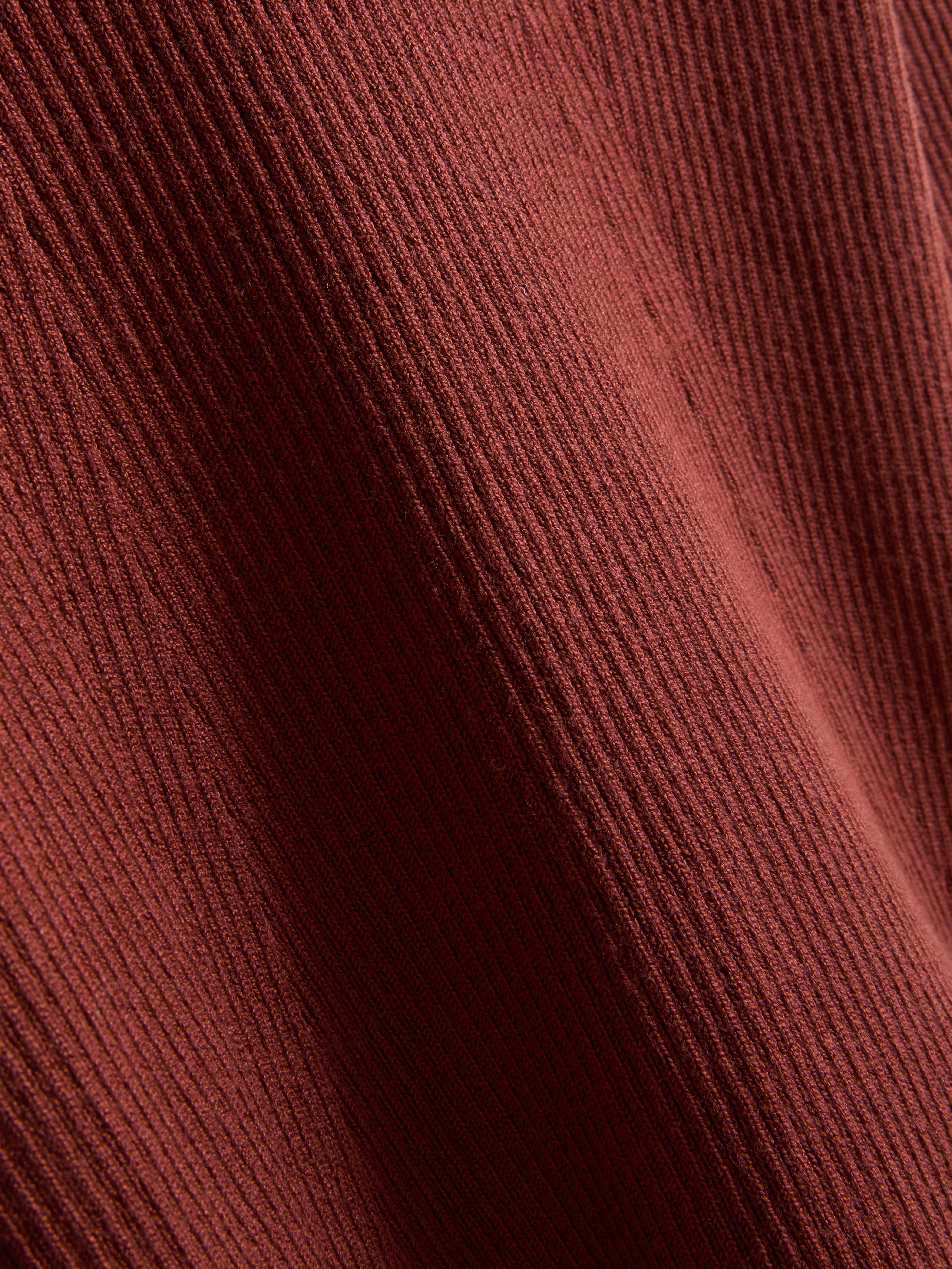 Ribbed V-Neck Sweater - Burnt Orange