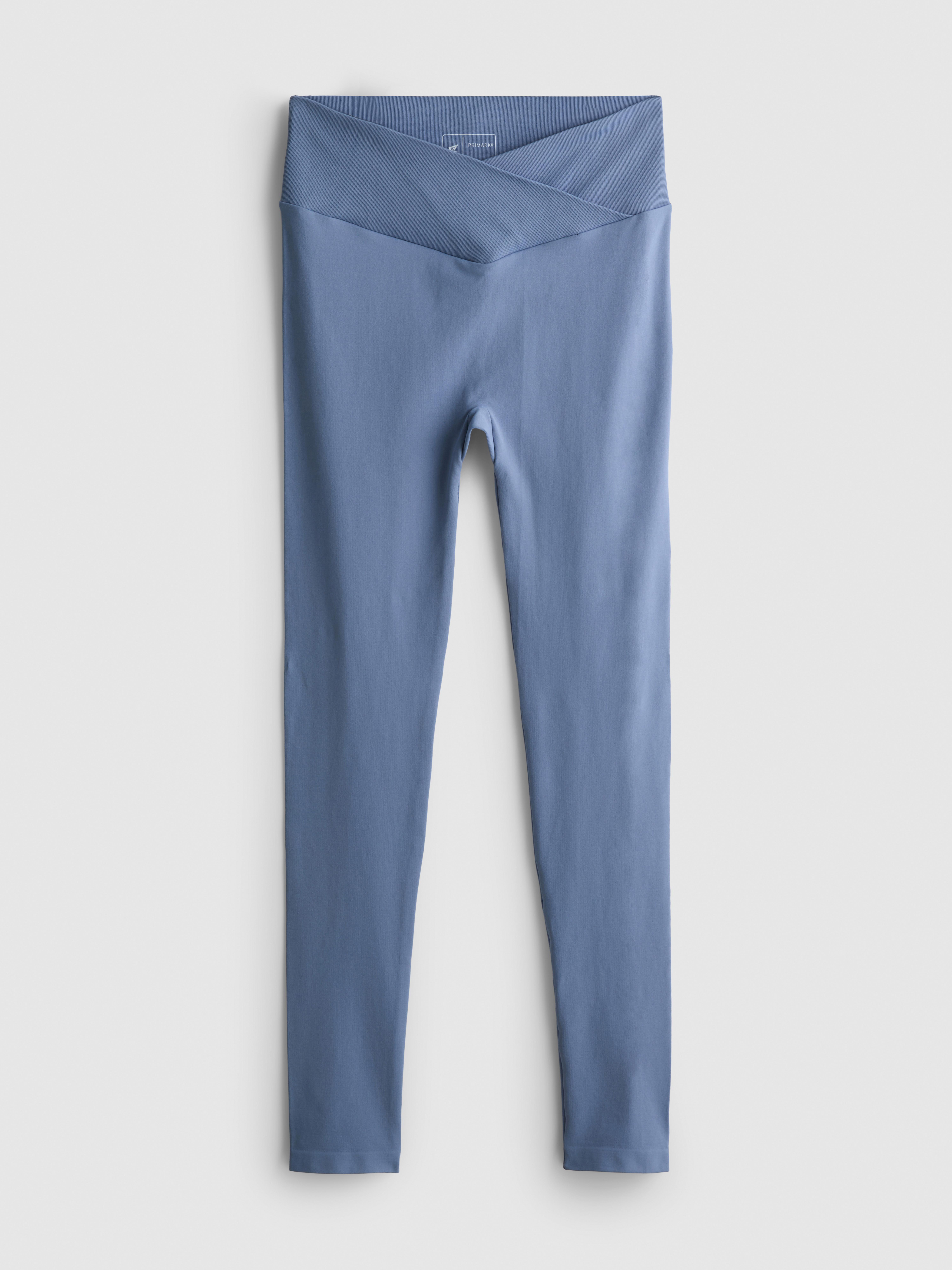 Seamless Cross-Waistband Active Leggings - Mid Blue