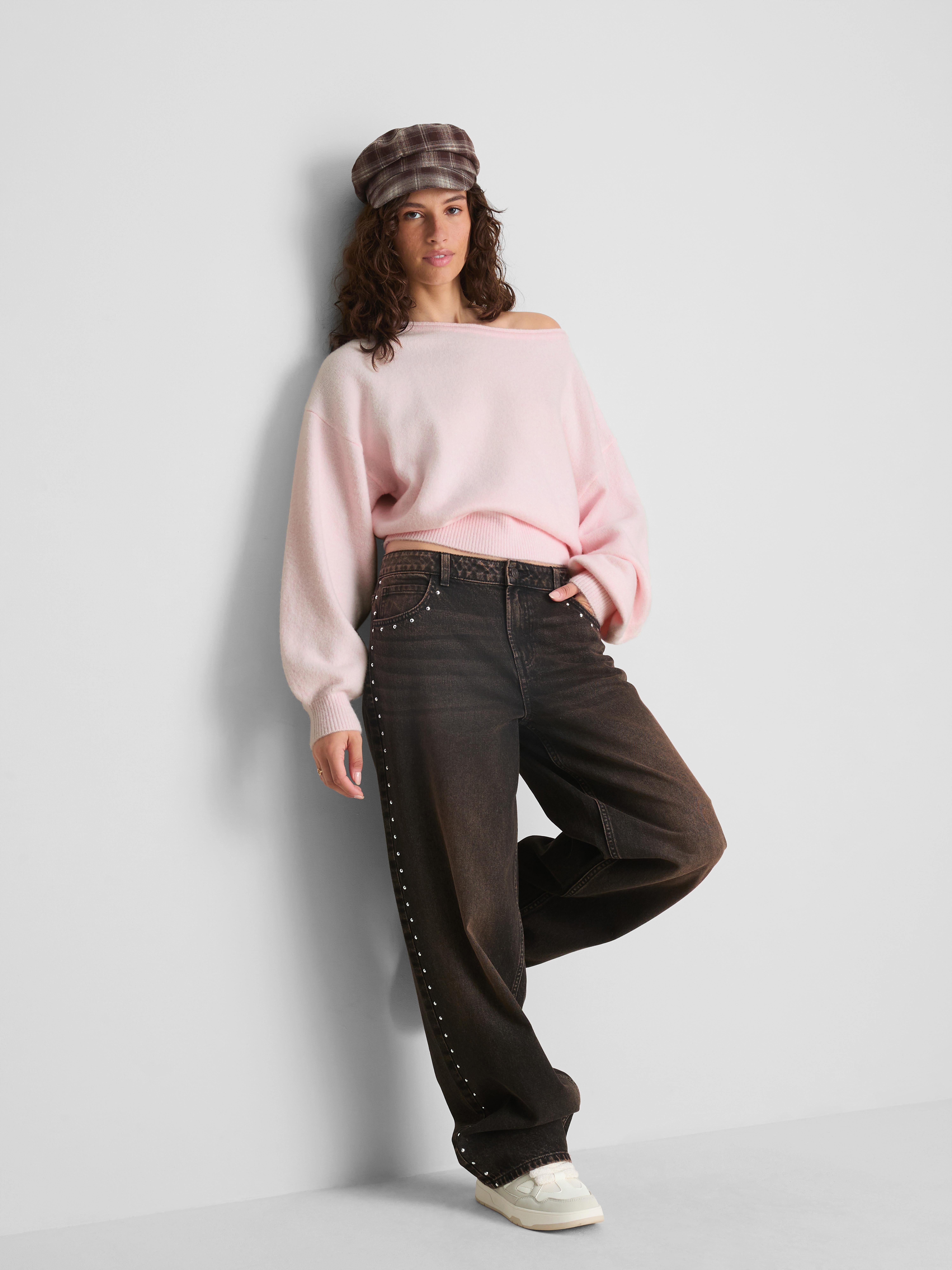 The Primark Scene | Off The Shoulder Knitted Sweater - Light Pink