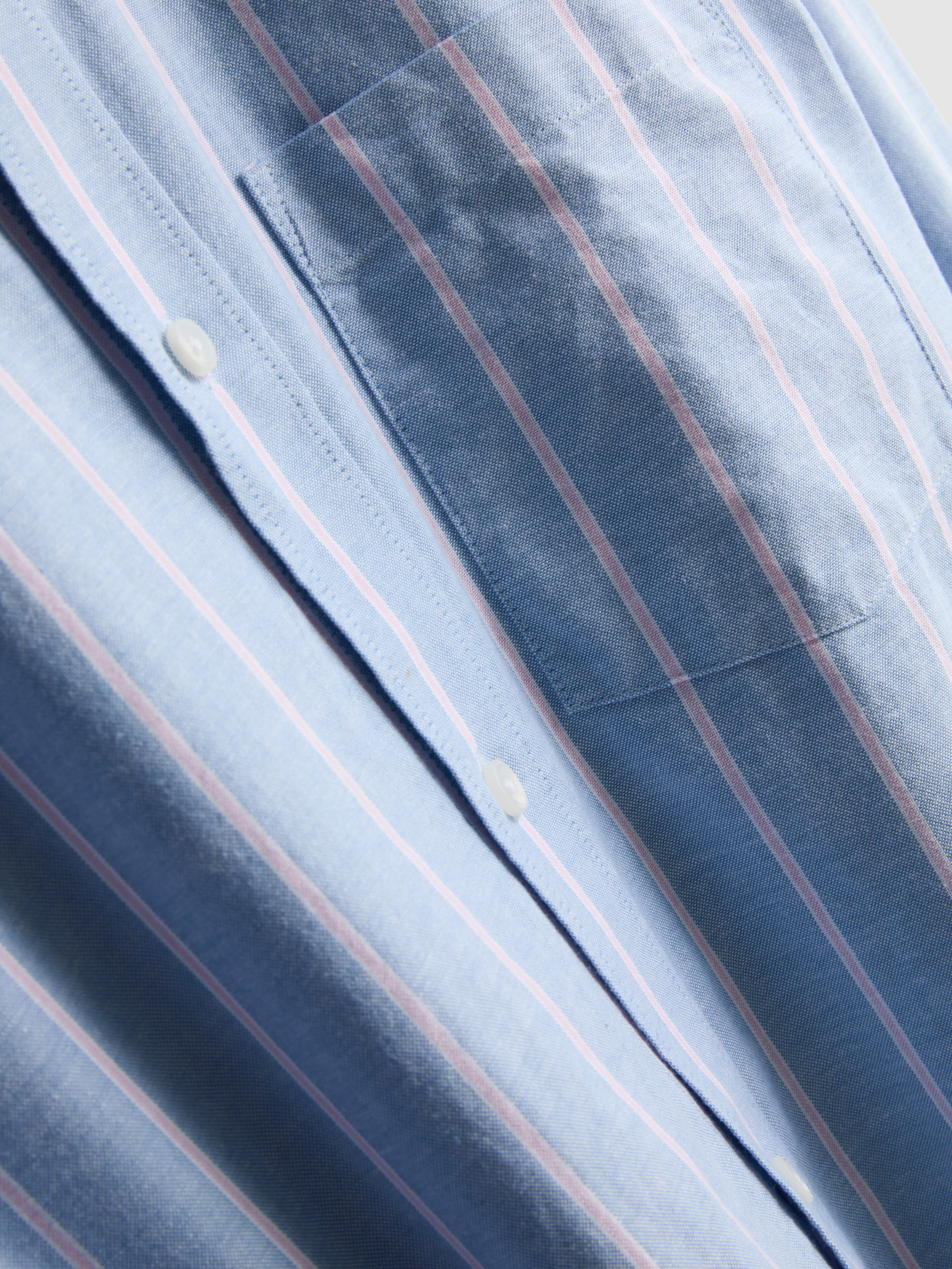 Pure Cotton Striped Oxford Shirt - Blue