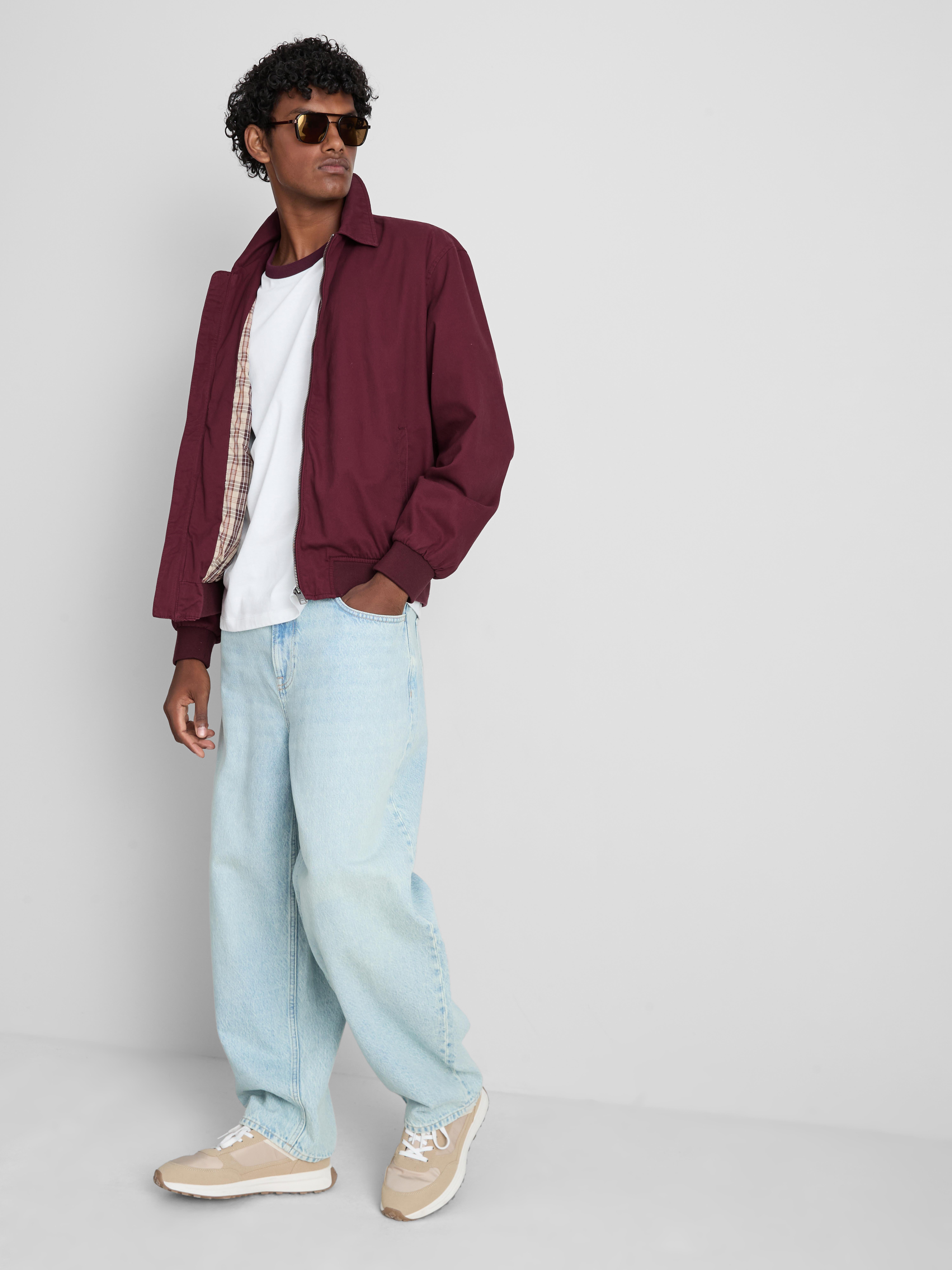 Collared Harrington Jacket - Burgundy