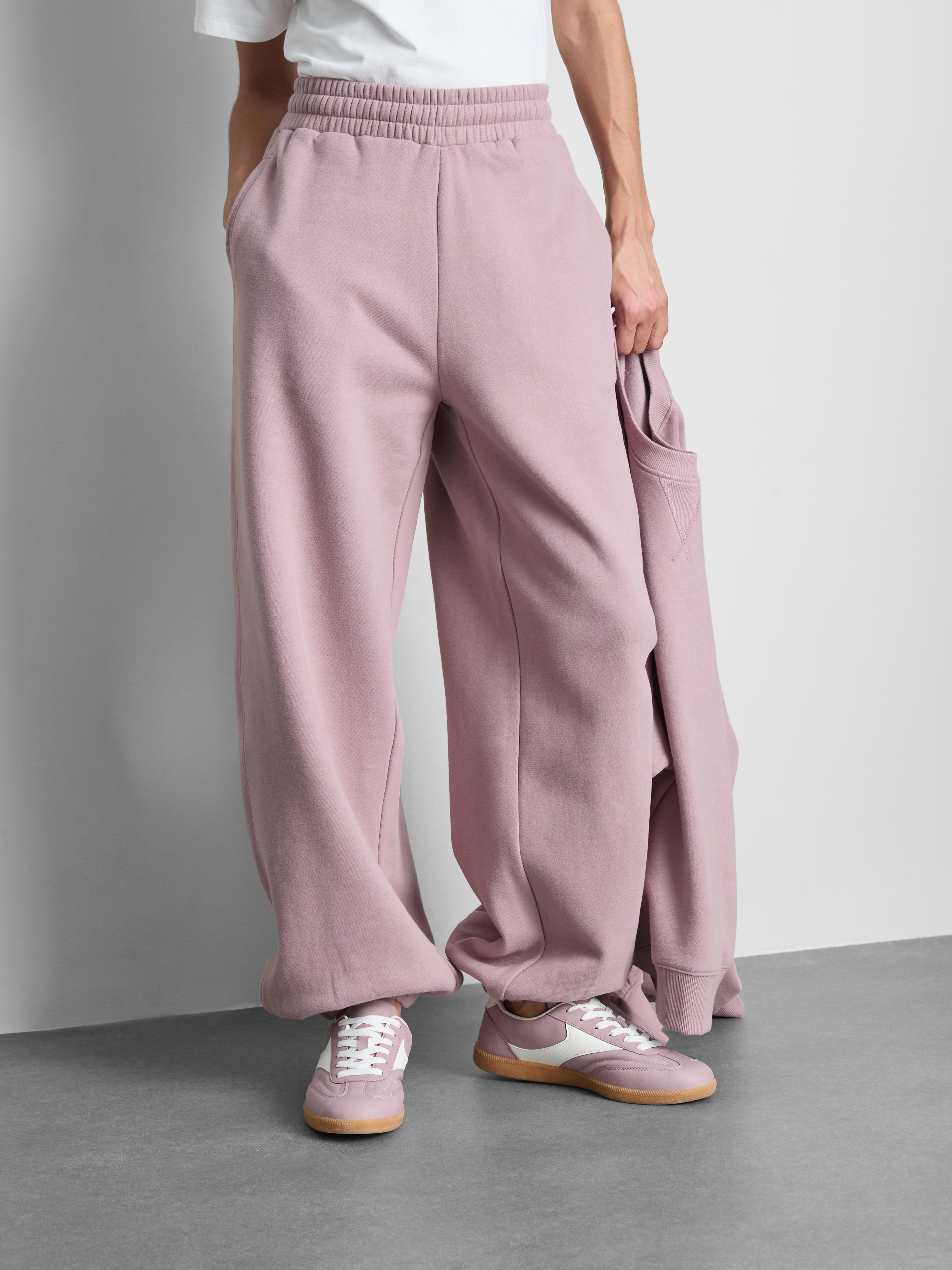 Cotton-Rich Relaxed Cuffed Joggers - Pink