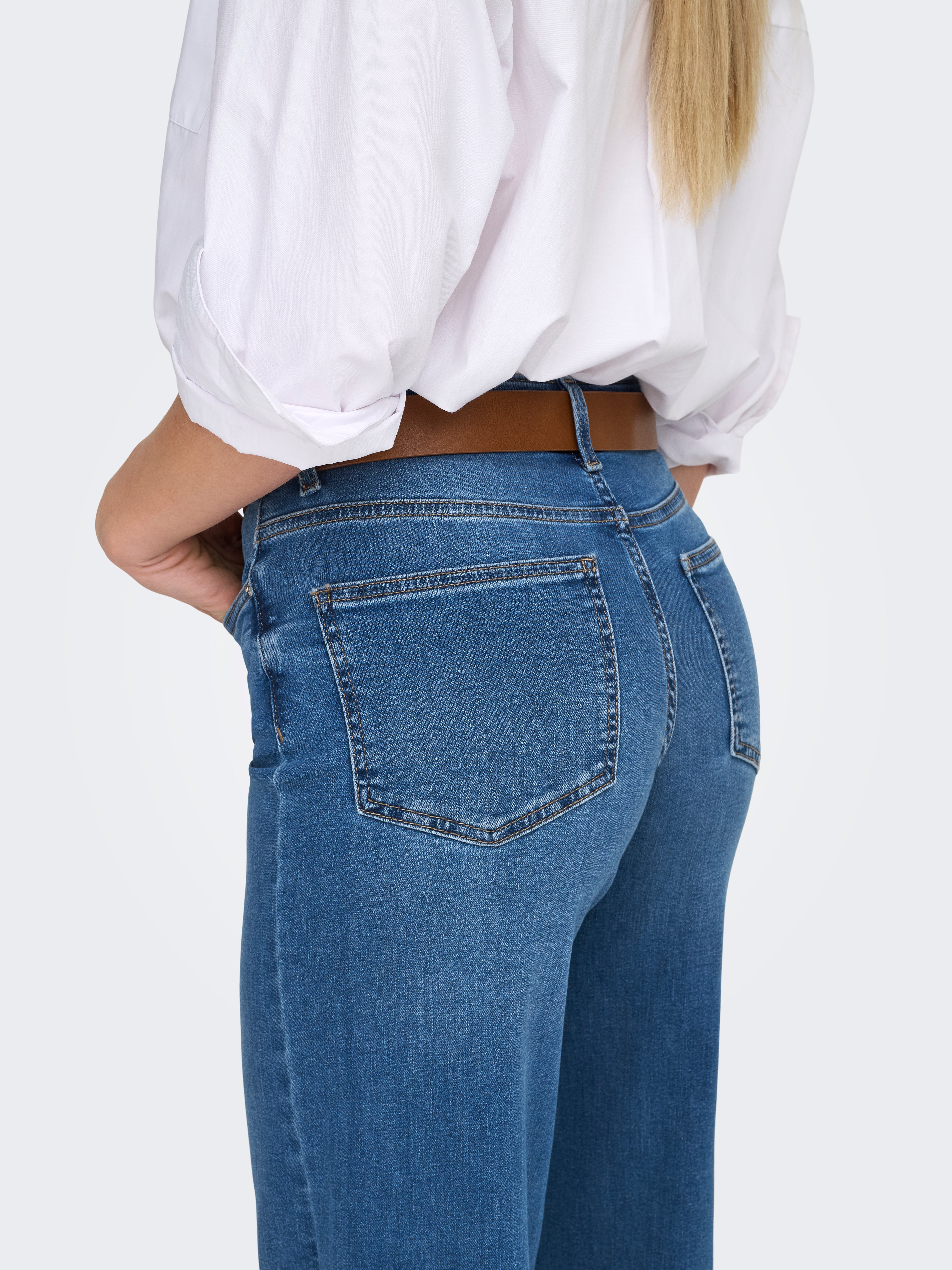 ONLMADISON High waist Wide Leg Fit Jeans Medium Blue Denim