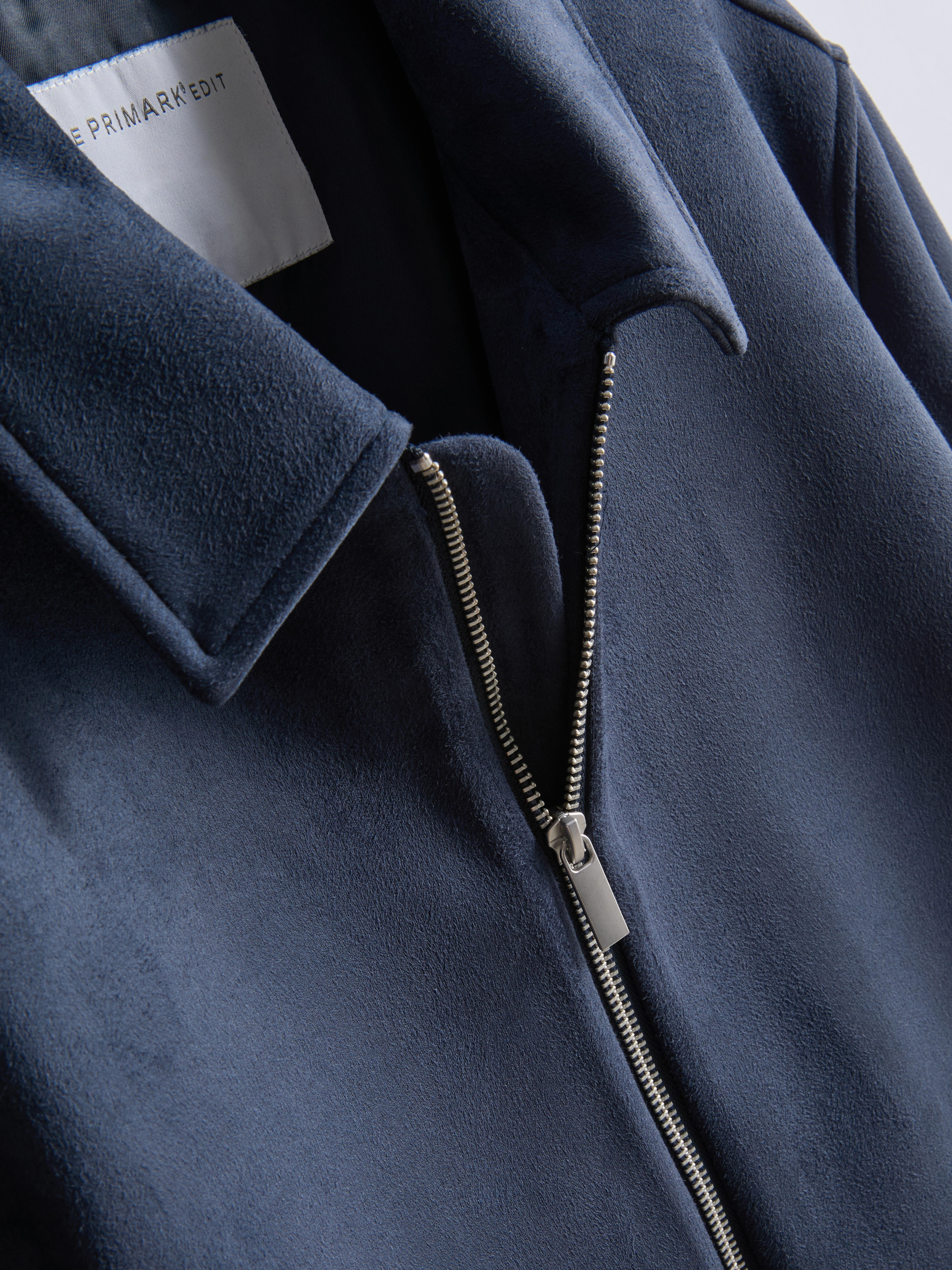 The Edit Regular Fit Suedette Jacket - Navy
