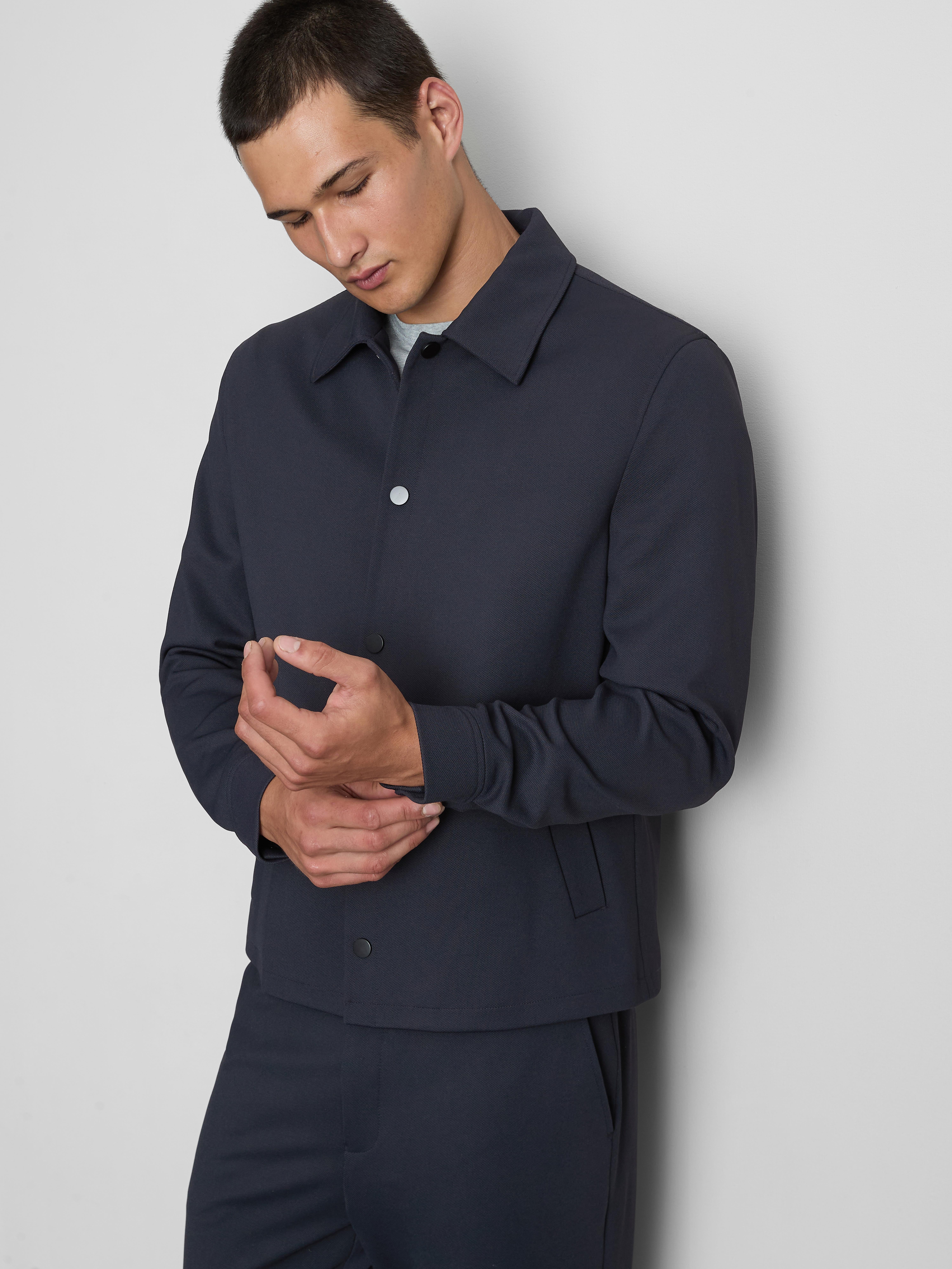 The Edit Regular Fit Collared Jacket - Navy
