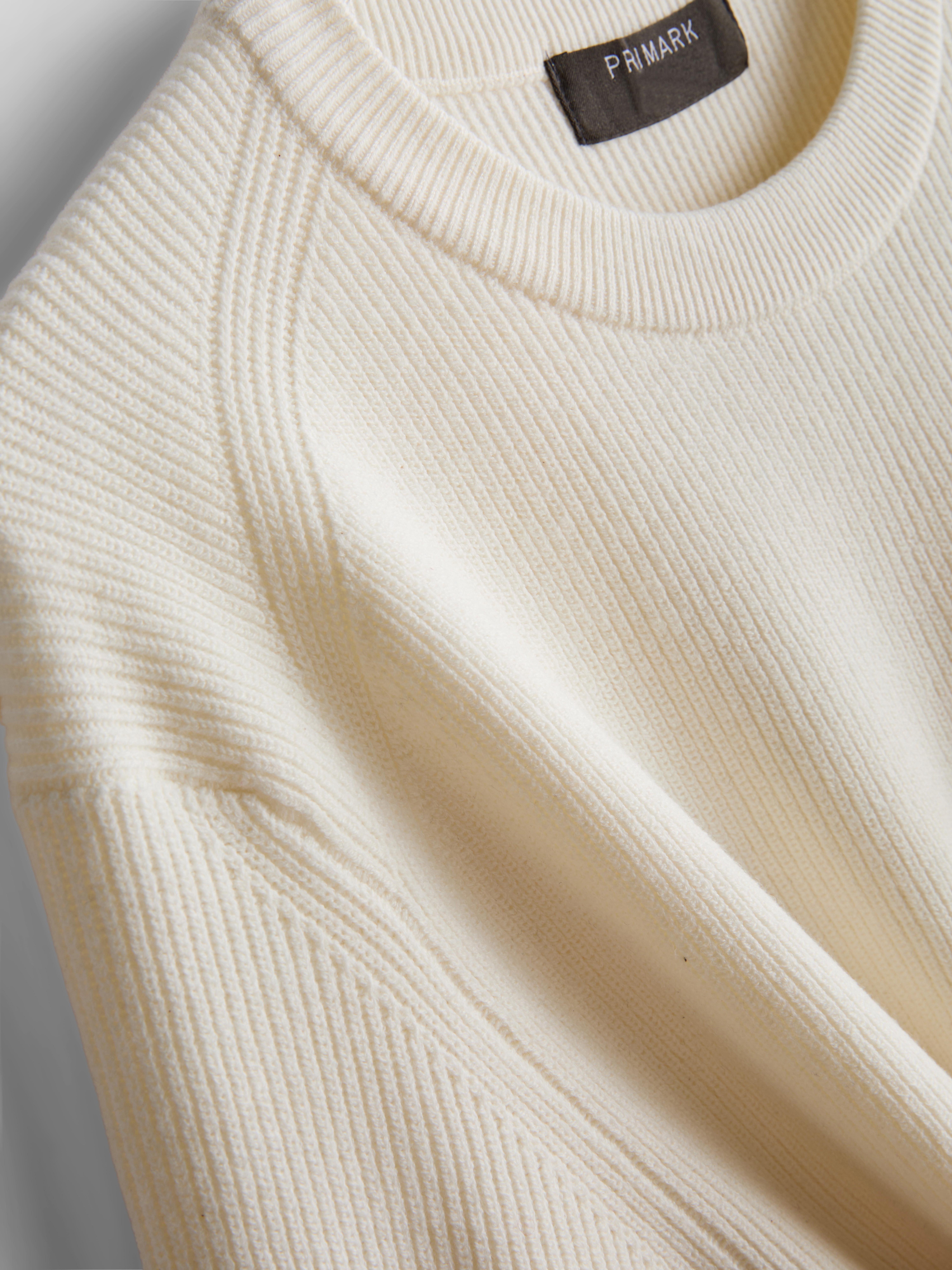 Ribbed Crewneck Sweater - White