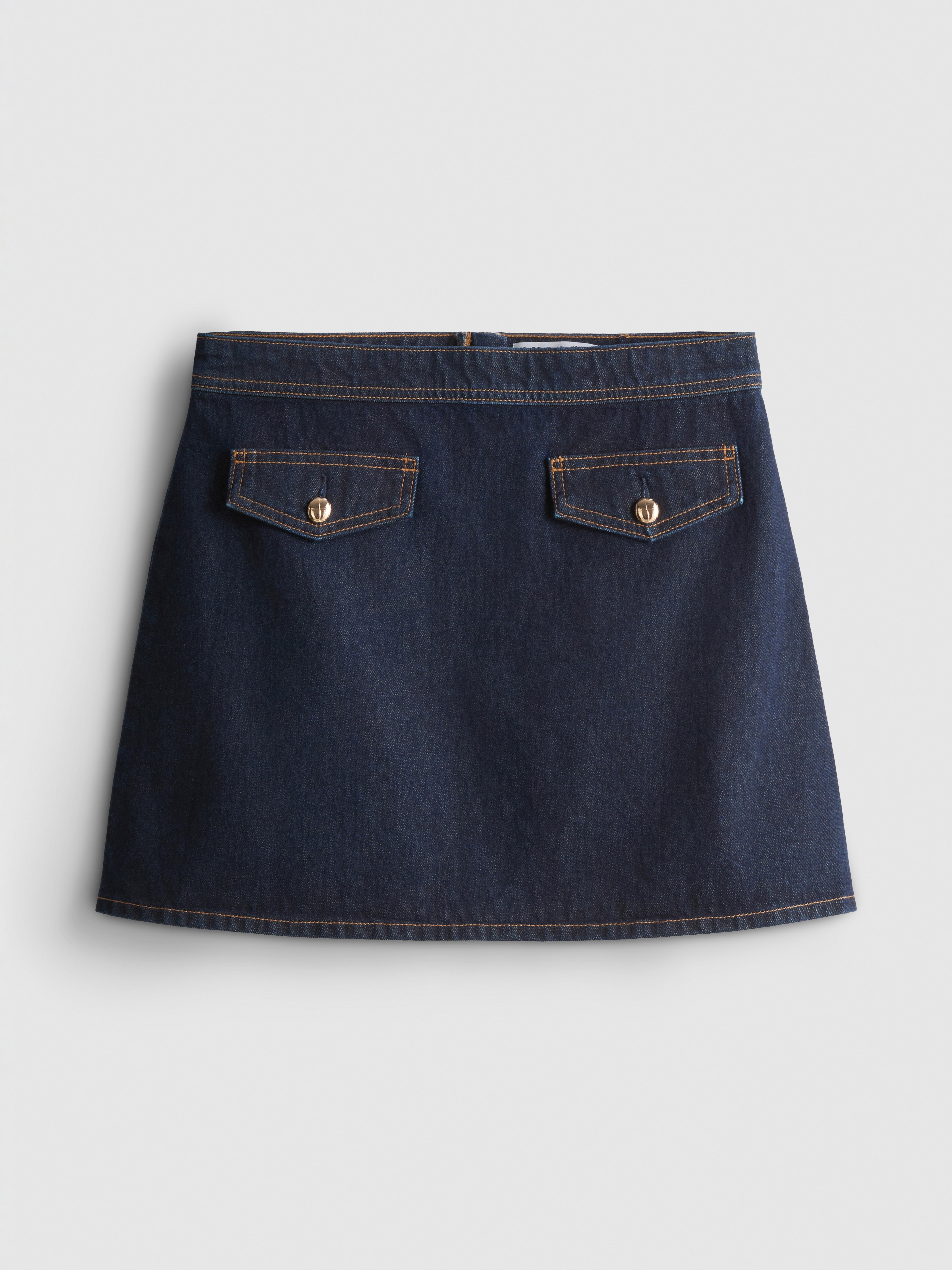 Paula Echevarría Cotton Denim Pocket Detail Mini Skirt - Indigo