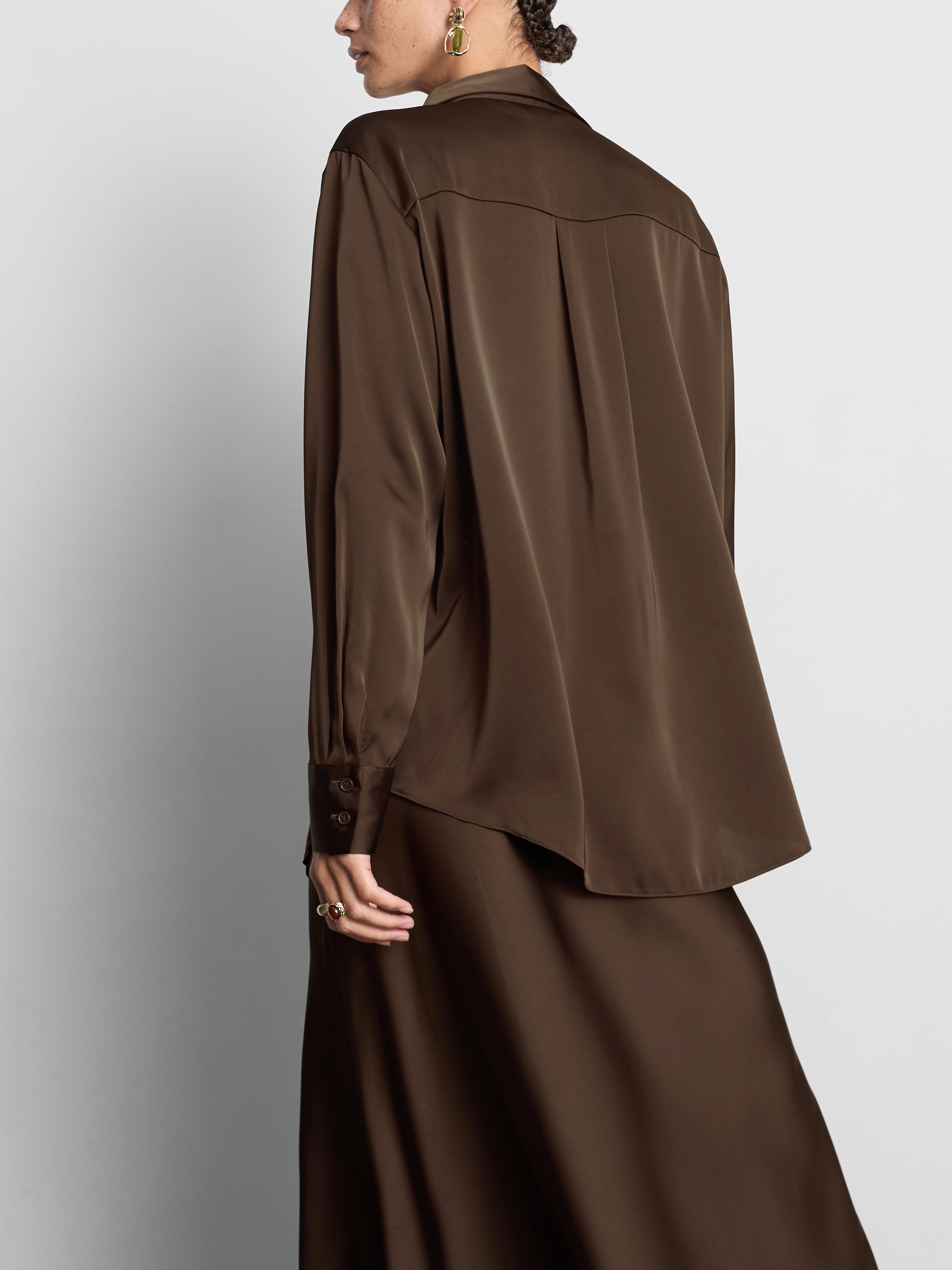 Relaxed Satin Shirt - Chocolate